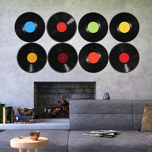 Miniatura 5 de 12 discos de vinilo en blanco, discos falsos, álbum, CDs, sala de música, arte de pared, fondo de música, calcomanías de pared, decoraciones de