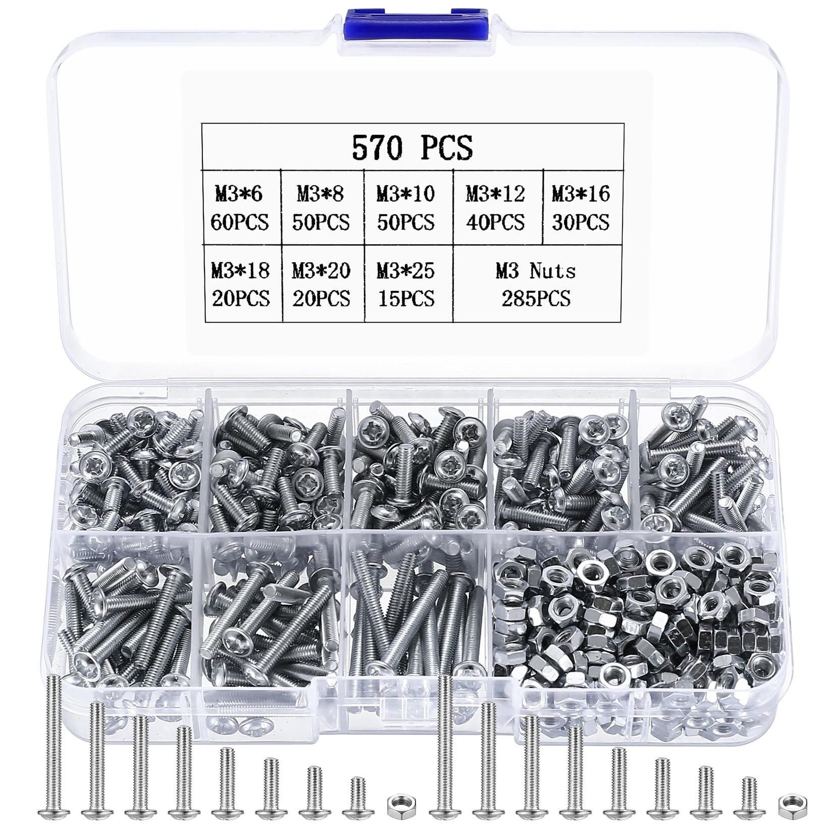 Sponsored Ad – 570 Pcs M3 Bolts and Nuts Assortment Set, Cross Pan Head Screws Kit, Machine Screws for Home Office Industrial