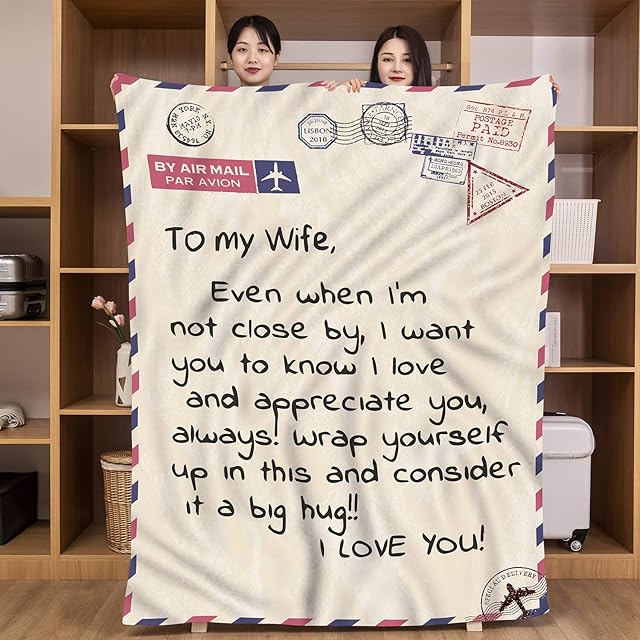 UFOORO Valentines Birthday Gifts for Wife-Wife Valentines Blanket Gifts,Wife Gifts from Husband,Gifts for Wife, Throw Blanket for Bedding Sofa and Travel 140X180cm