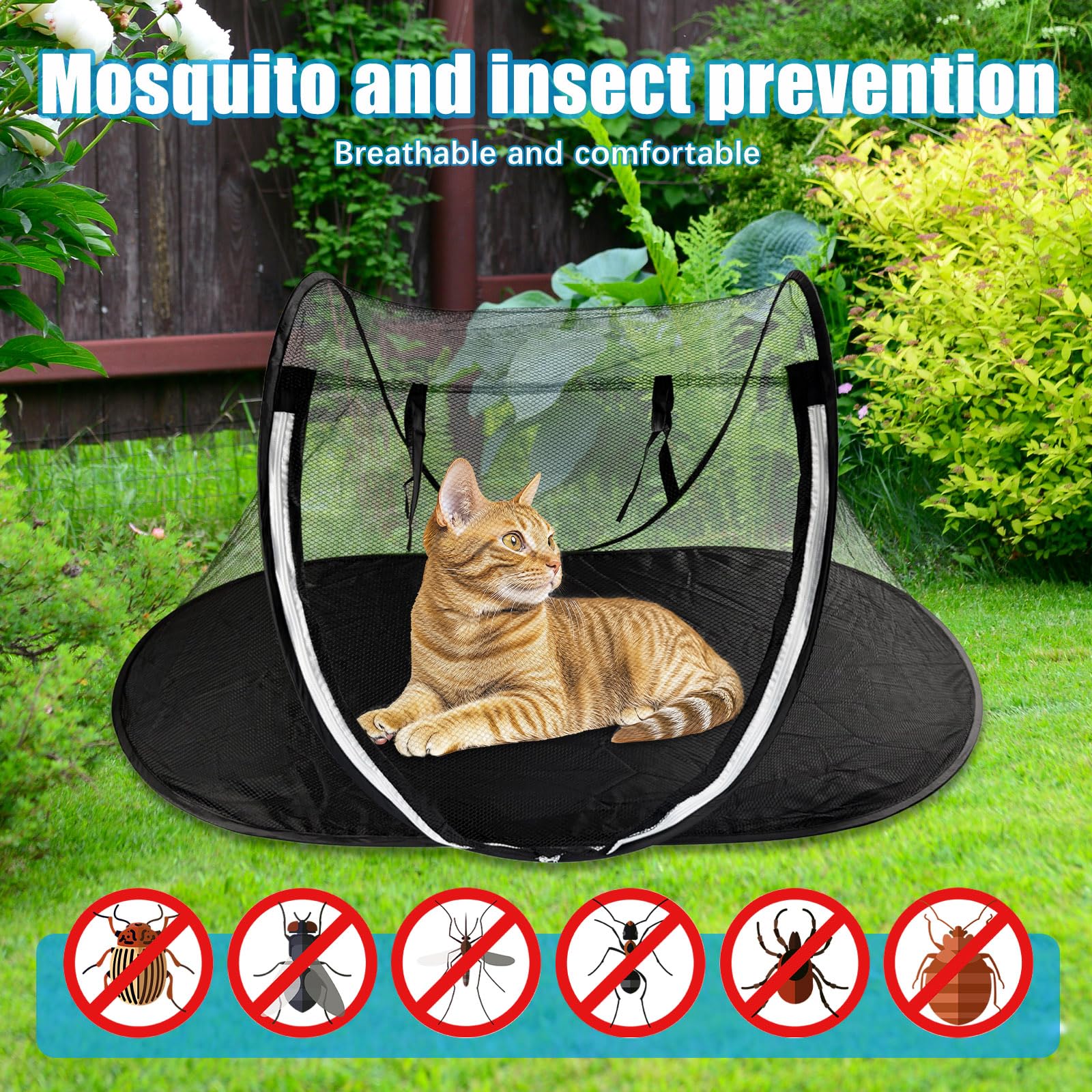 Outdoor-Haustierzelt, Tragbares Faltbares Haustiergehegezelt, Atmungsaktives Mini-Katzenzelt für Haustier, Außenspielzelt für Katzen Kleine Hunde auf Deck/Hof/Terrasse/Park/Camping