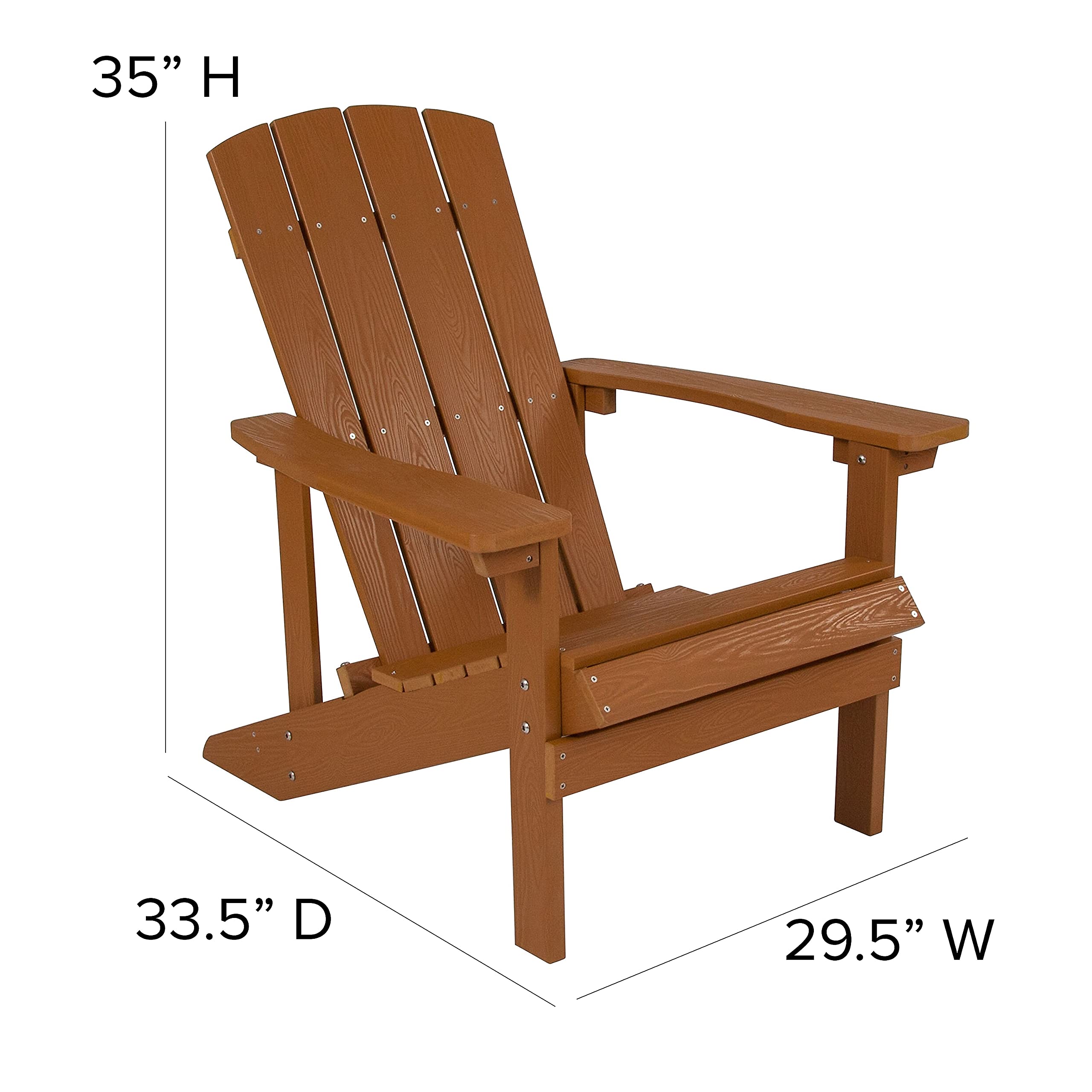 Flash Furniture, Silla Adirondack Comercial de Madera de Resina poliéster Resistente a la Intemperie en teka