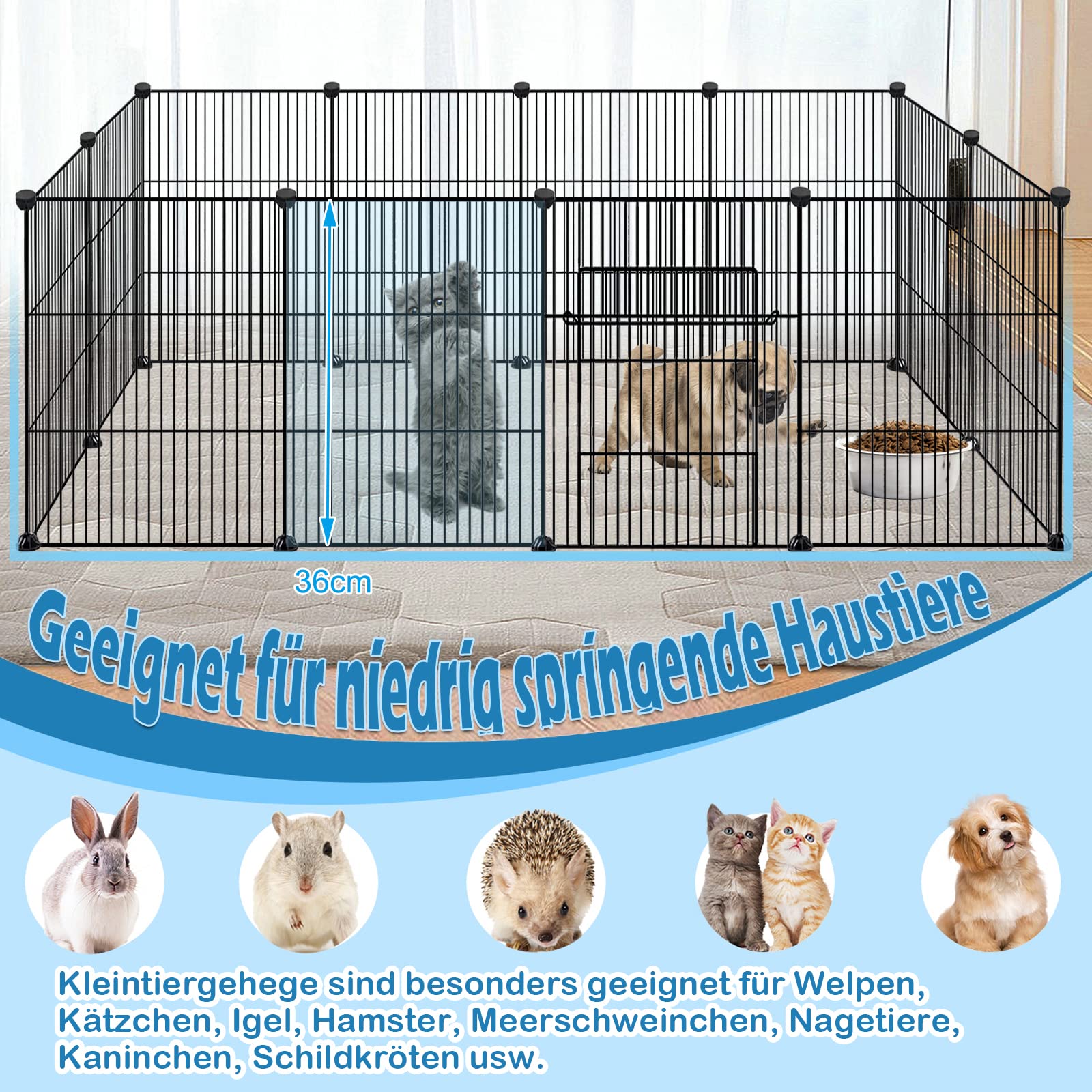 Enclos Extérieur en Maille Métallique pour Petits Animaux - Cage pour Cochons d'Inde, Chiots et Lapins - Intérieur et Extérieur