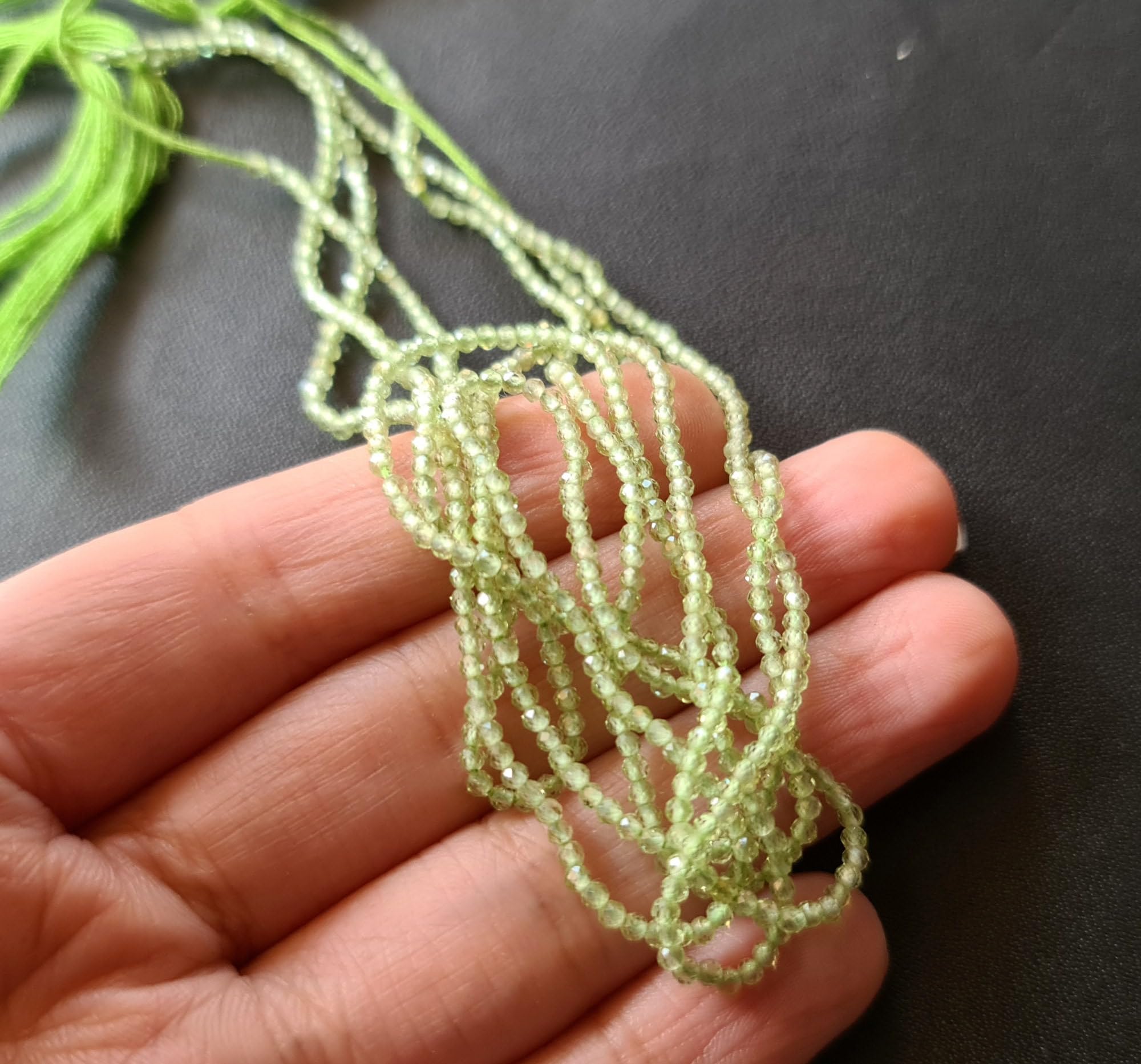 Rondelles facetados de peridoto de 2,5 mm, cuentas de peridoto natural para collar, joyería de peridoto (opciones 1STR - 5STR)
