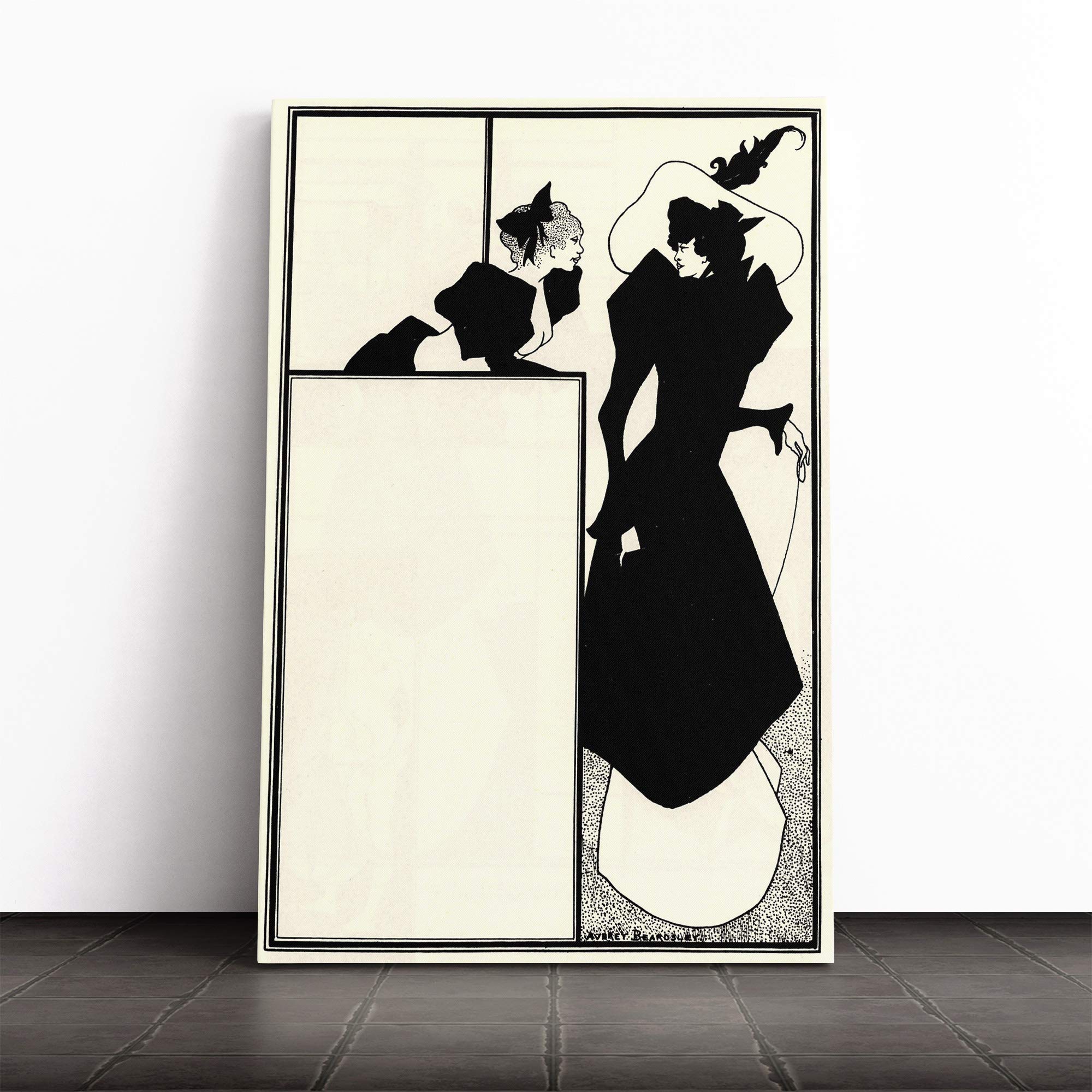 Aubrey Beardsley The Spinsters Crip Canvas Print | Gallery Wrapped 30mm Frame Wall Art | 20x14 inches | Ready to Hang | Modern Picture | Living Room Bedroom Lounge Office