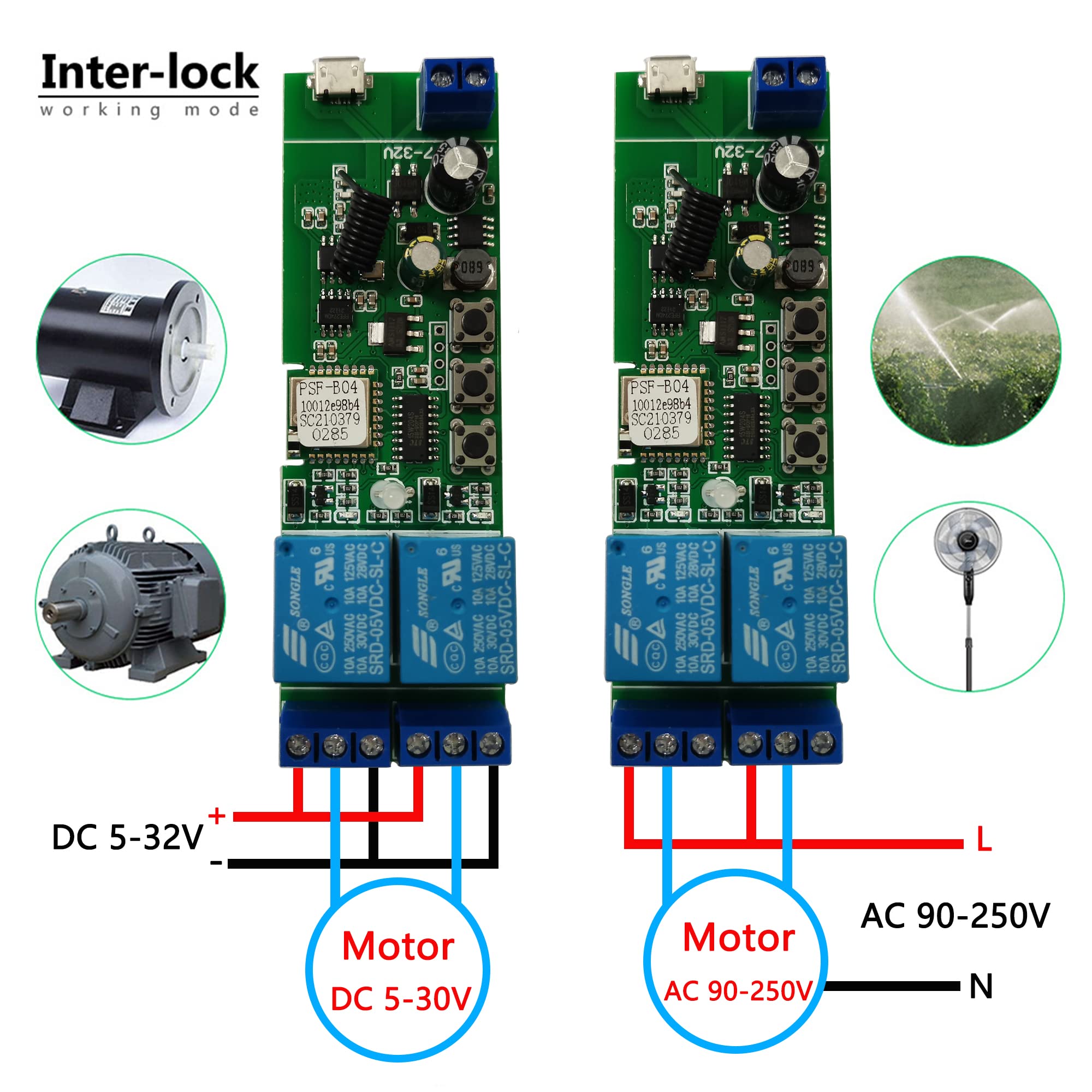 Jane Eyre WiFi Wireless Relay Module 2 Channel Remote Switch Momentan/Self-Locking Relay for Ewelink App with 433MHz RF Remote Control Compatible with Alexa and Google Assistant - Image 4