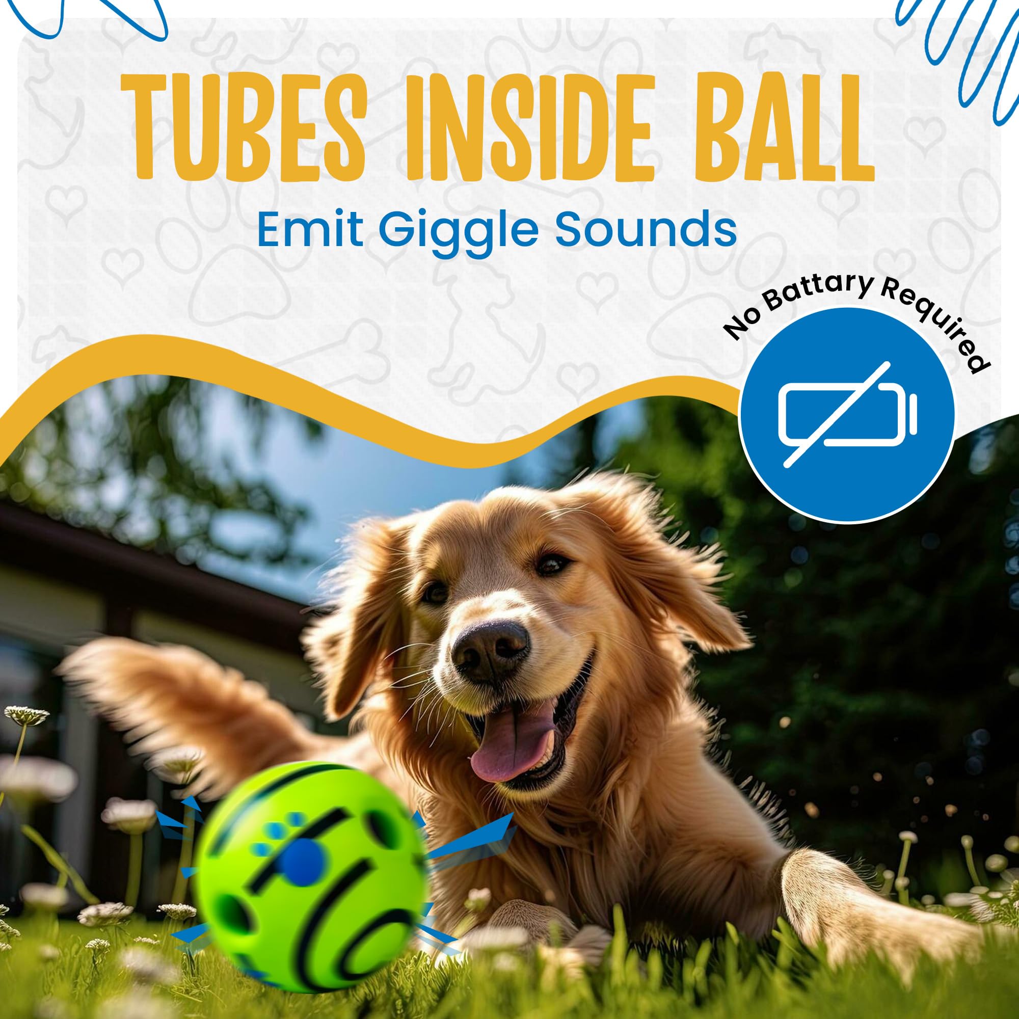 SIKARAAM Durable Wobble Giggle Squeaky Indestructible Dog Ball for Small & Medium Breeds (4.72"), Black Line, 4.72 inch - Image 2
