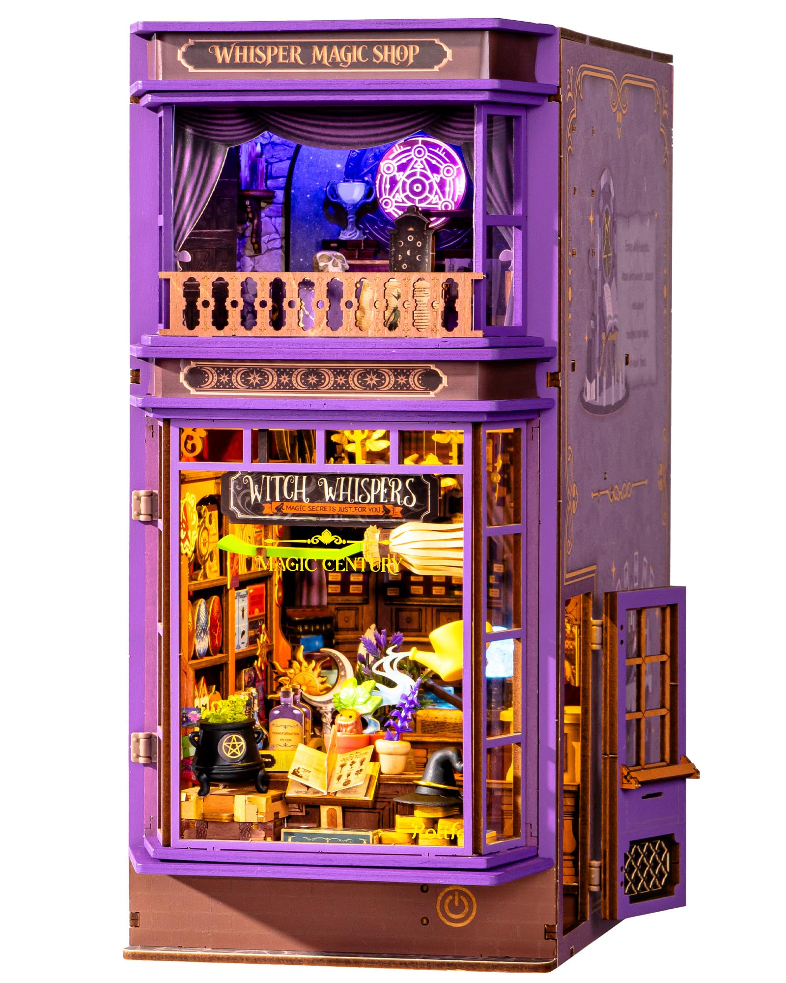 Rolife Whisper Magic Shop Book Nook Kit in Legno Fai-da-Te | Puzzle 3D, Luce LED con Sensore, Copertura Antipolvere, Senza Colla, Per Adulti