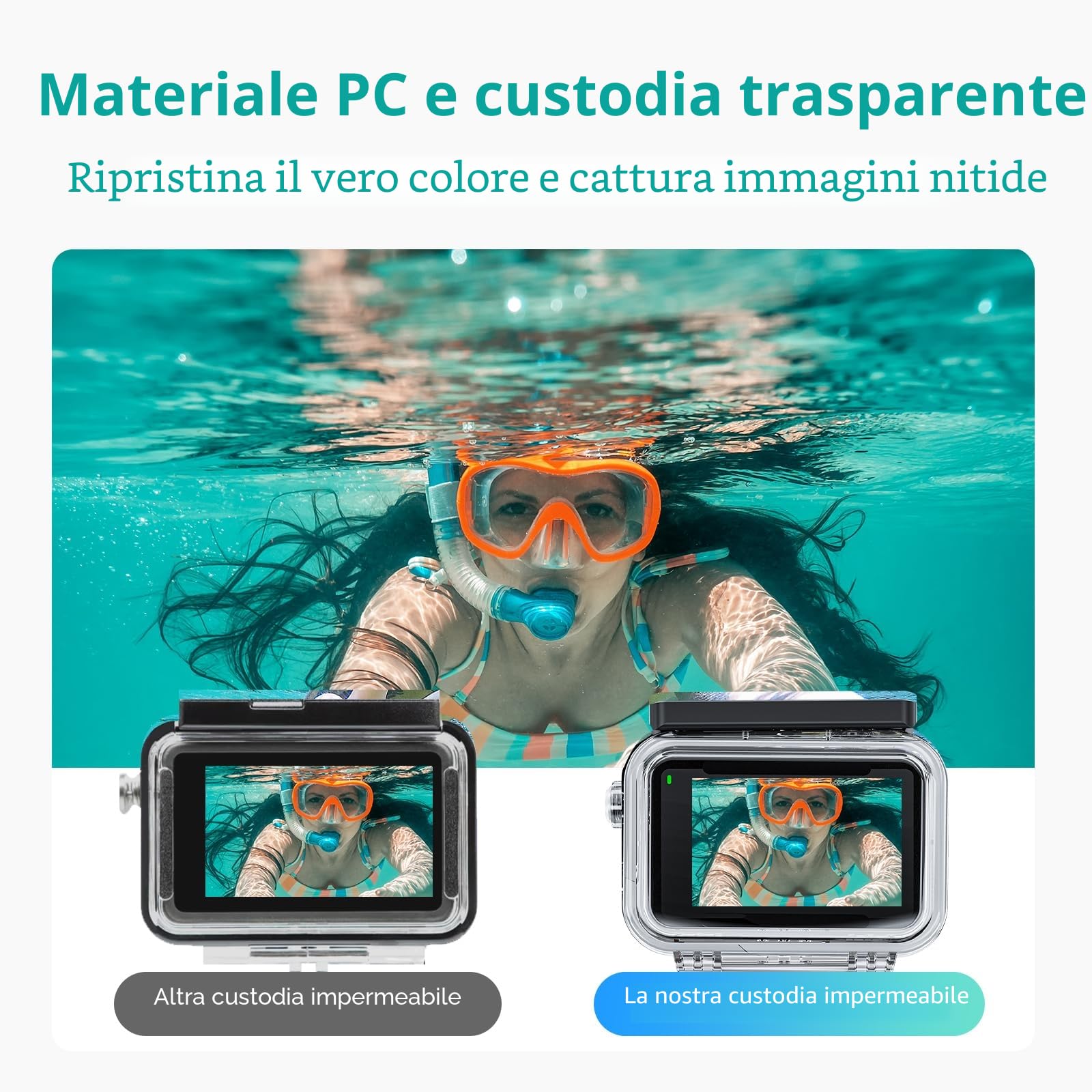 Custodia impermeabile per DJI Osmo Action 5 Pro Action 4/Action 3, custodia subacquea Shell Cage fotocamera 45 M/148 FT immersioni subacquee snorkeling con staffa a sgancio rapido accessori