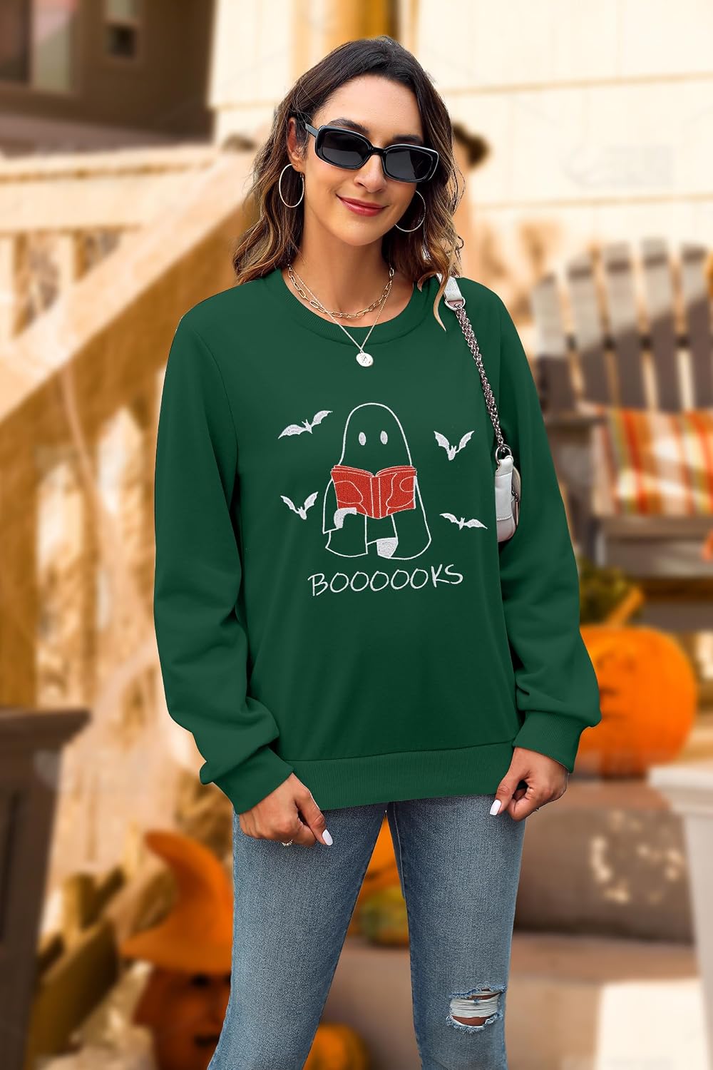 Halloween Sweatshirts for Women Oversized: Halloweentown University Sweater Spooky Season Fall Pullover Sweatshirt