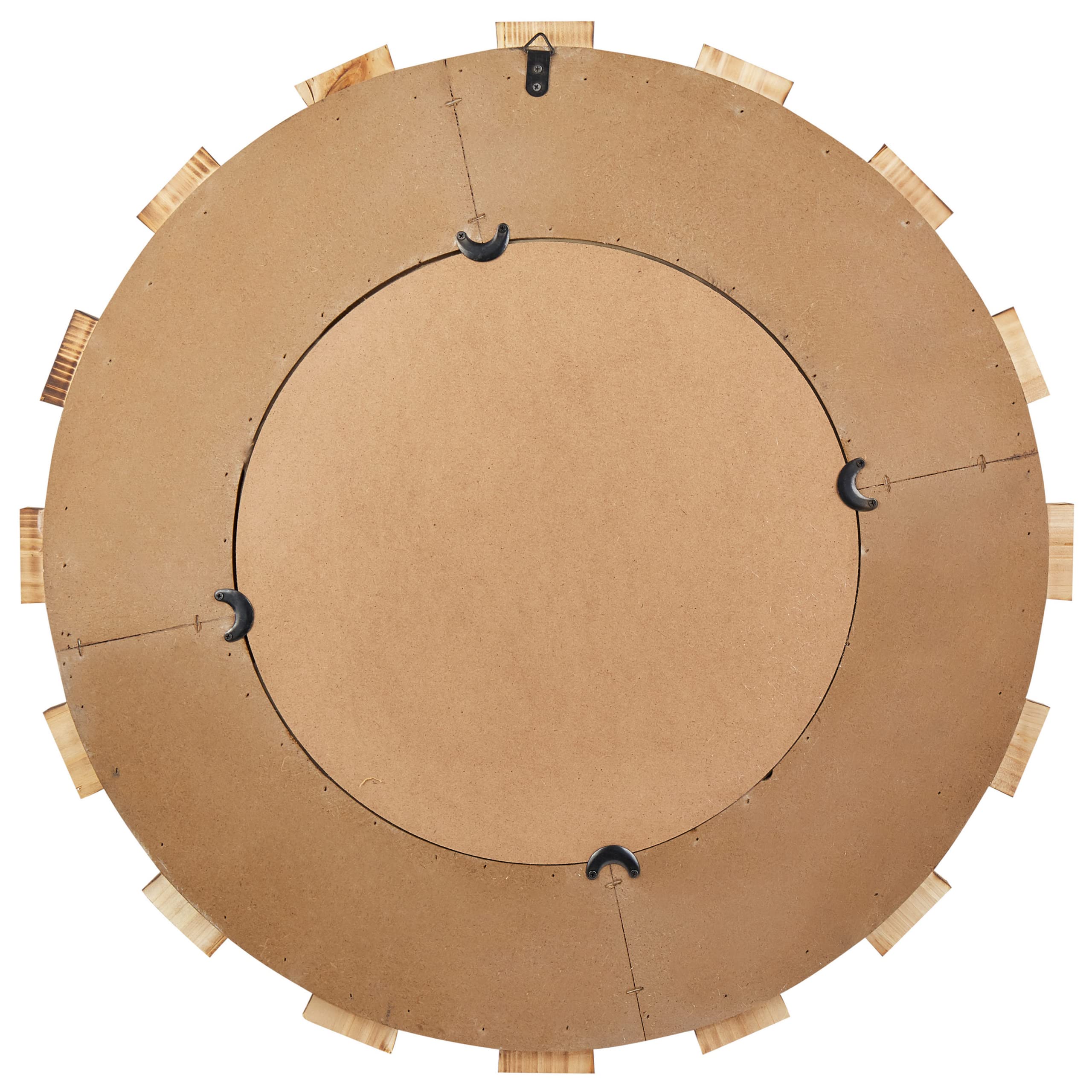Beliani Specchio decorativo parete moderno rotondo 66 cm mano legno chiaro