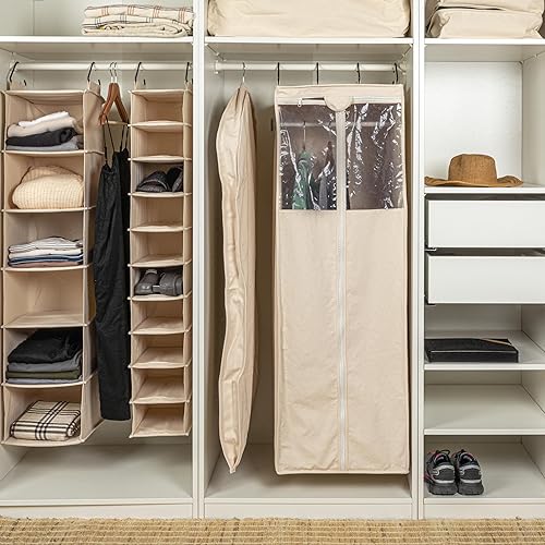 Miniatura 2 de Household Essentials Cedarline Collection organizador de clóset con 6 estantes, de algodón natural, Bolsa de topa