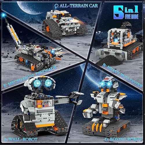 Miniatura 2 de Kit de construcción de robot STEM 5 en 1 para niños de 6 a 14 años, aplicación y control remoto, robot de dinosaurio, juguetes de construcción de