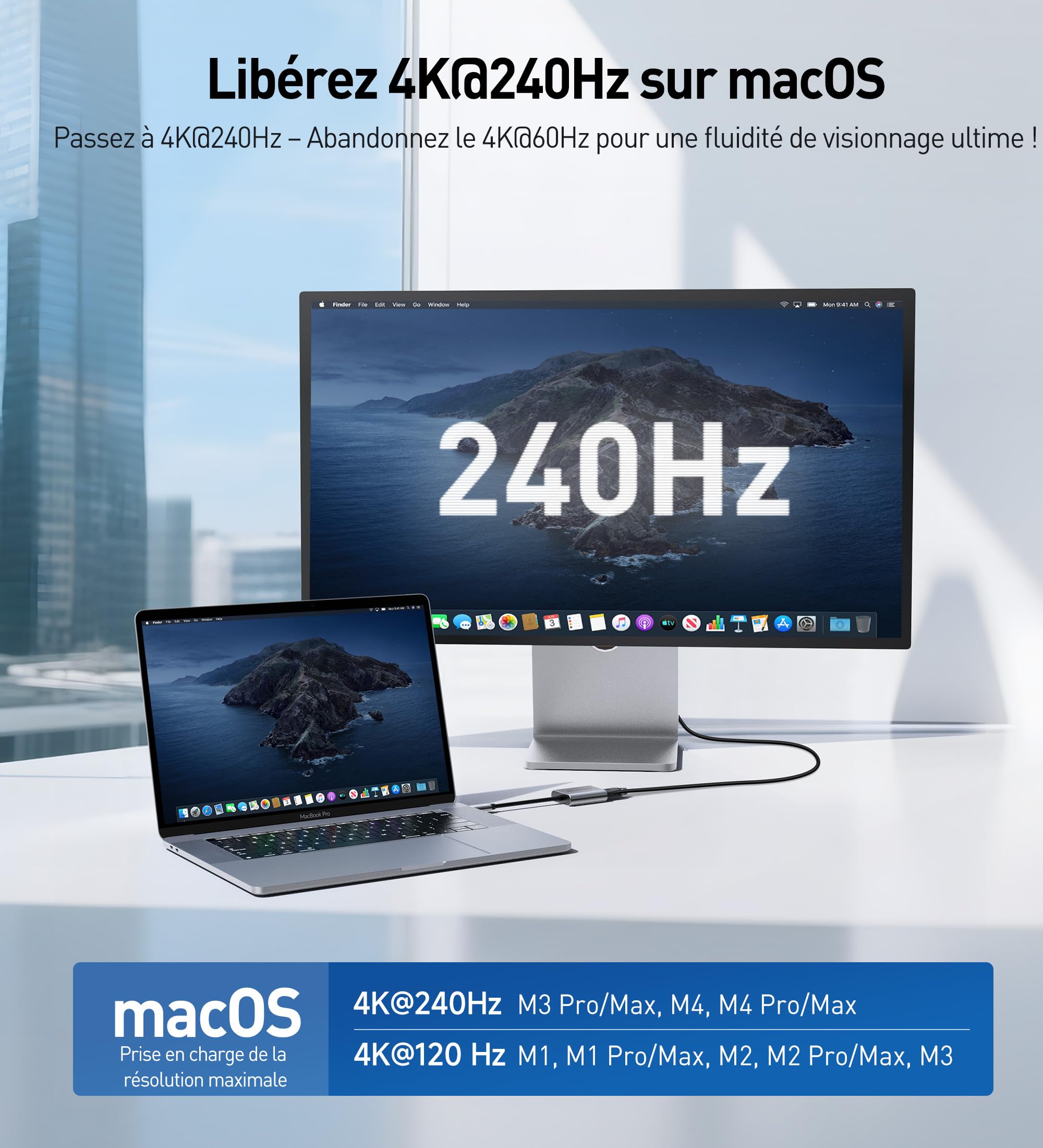 Cable Matters Adaptateur USB-C vers HDMI 2.1, 48Gbit/s avec Charge de 140W