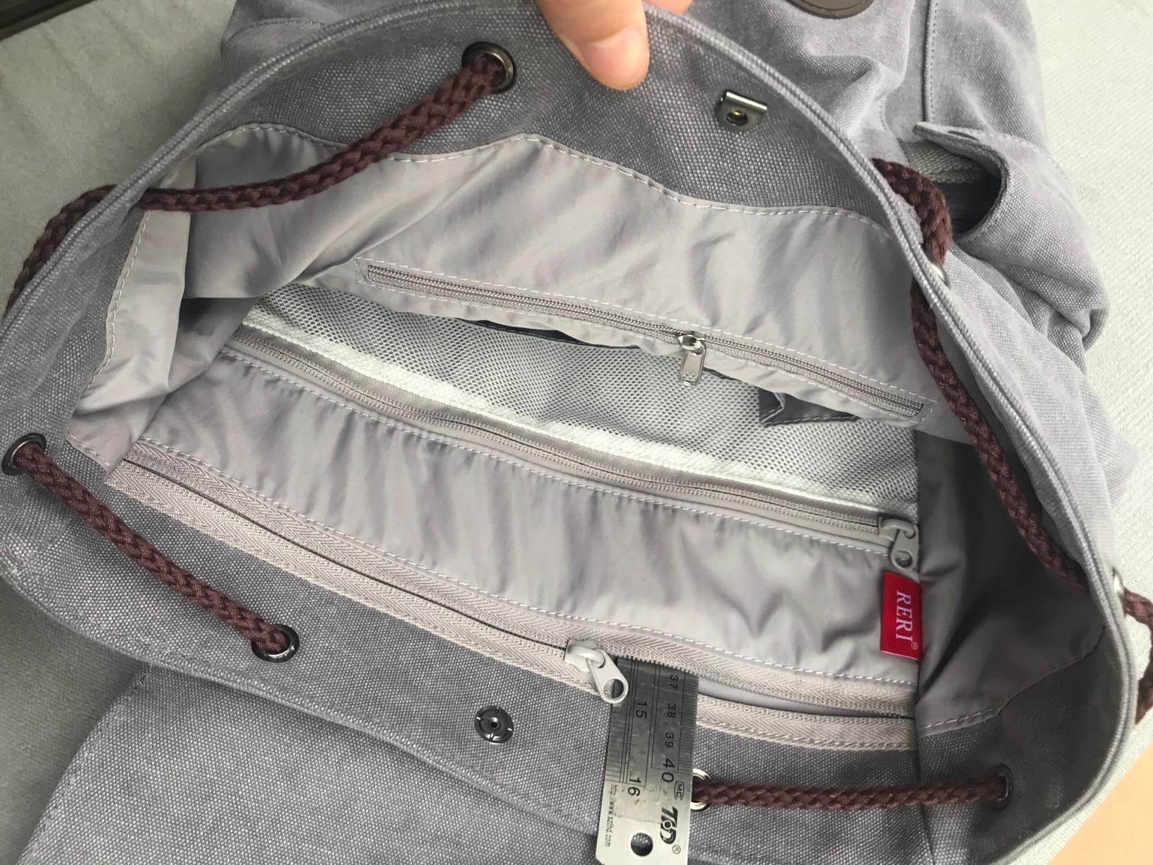 RERI Canvas Leinwand Rucksack Dunkelblau Vintage für Outdoor Camping Außflug Sports Universität Rucksack Wanderrucksack Schultasche Schulrucksack Herren Damen Mädchen Jungen Teenager Rucksäcke