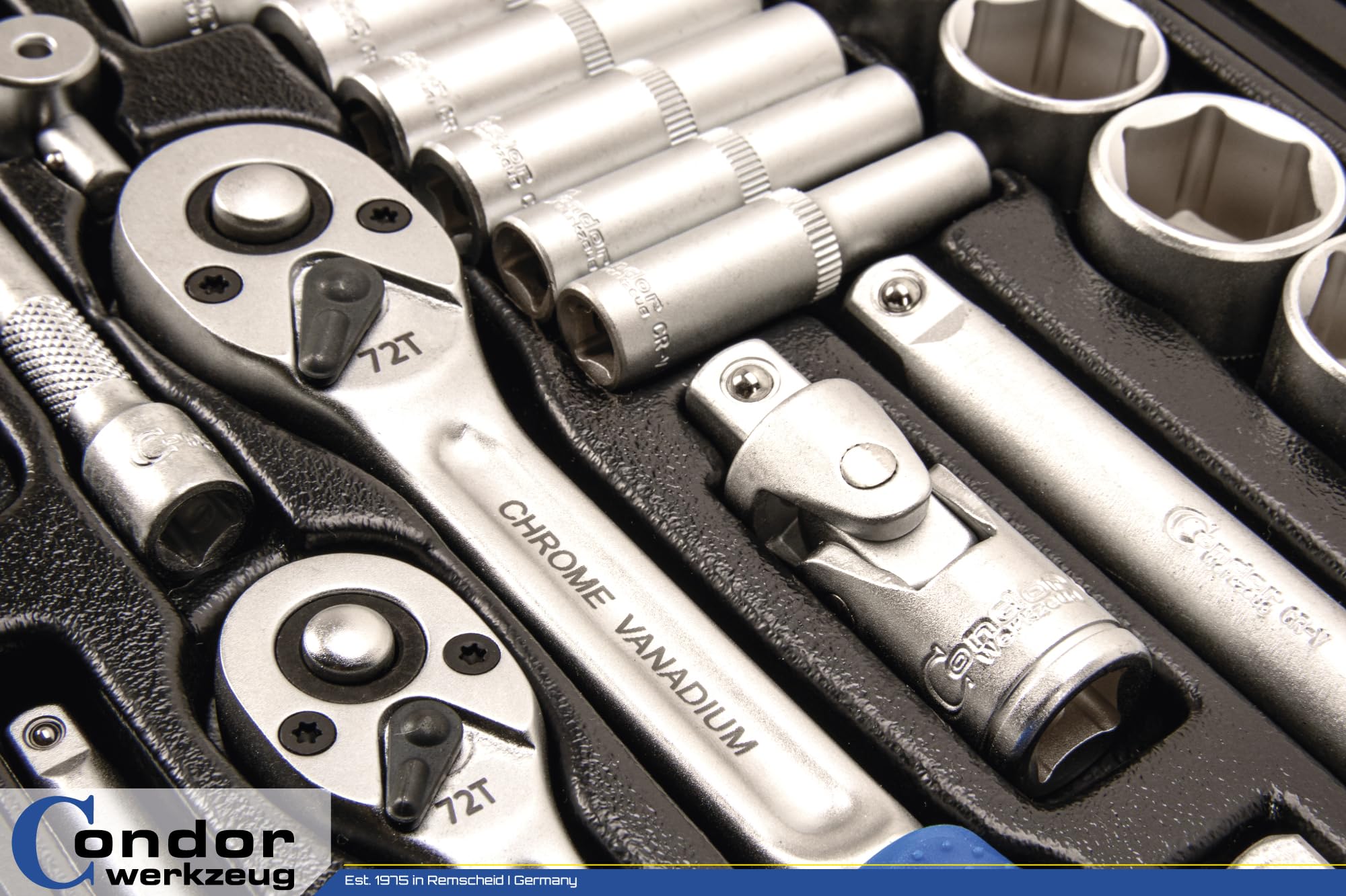 HR Steckschlüssel-Set 94-teilig – 1/2" & 1/4" Antrieb, Inkl. Kunststoffkoffer – Aus Chrom-Vanadium-Stahl