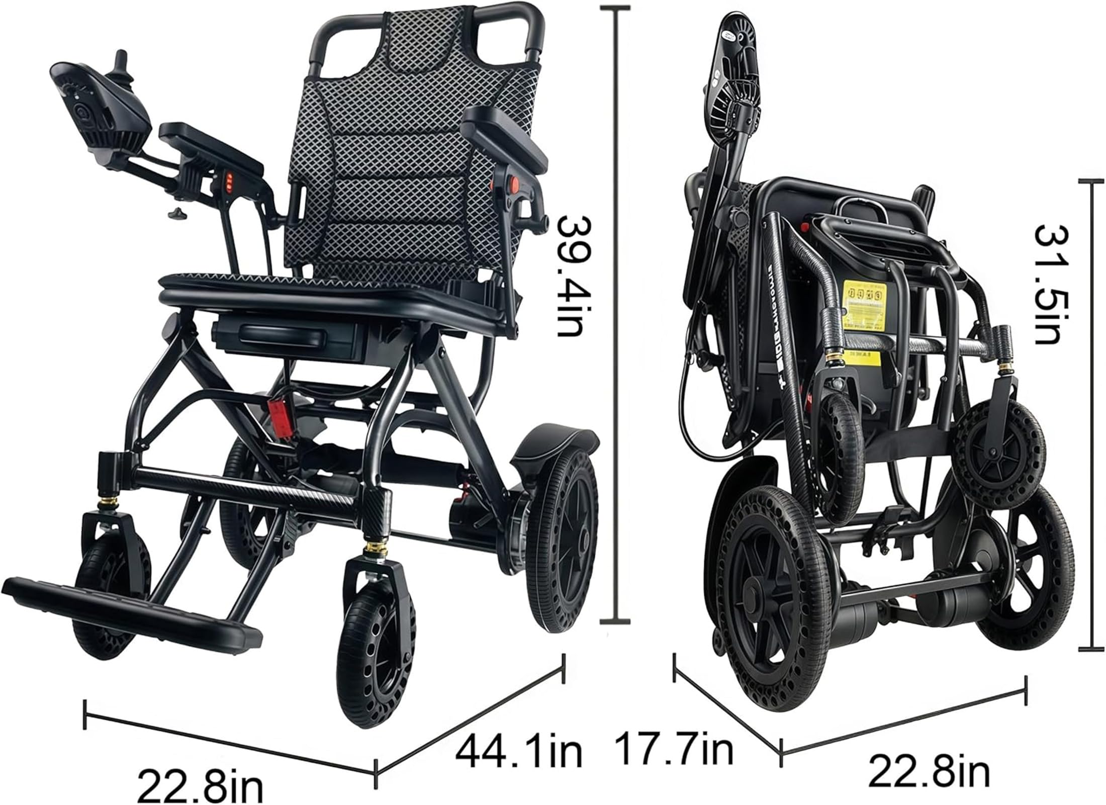 Silla de ruedas eléctrica ligera, silla de ruedas plegable compacta de aluminio para viajes y tránsito, solución de movilidad ideal para un fácil transporte