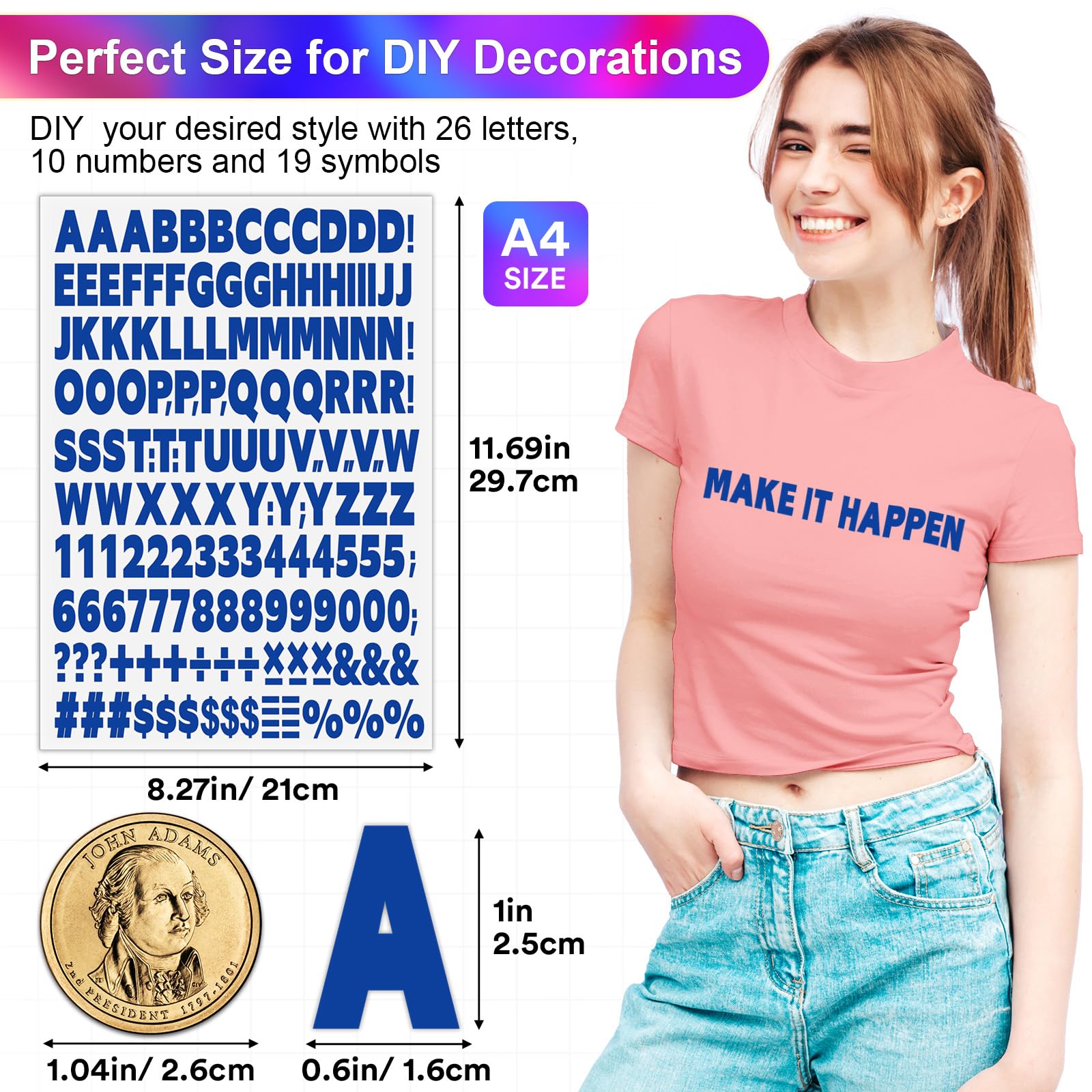 10 arkuszy, 1660 sztuk, do naprasowania liter i cyfr, 3 cm, 5 kolorów, winylowe litery z literami transferu ciepła od A do Z, 0-9, do naprasowania na ubrania, T-shirt, rękodzieło (czarny, biały,
