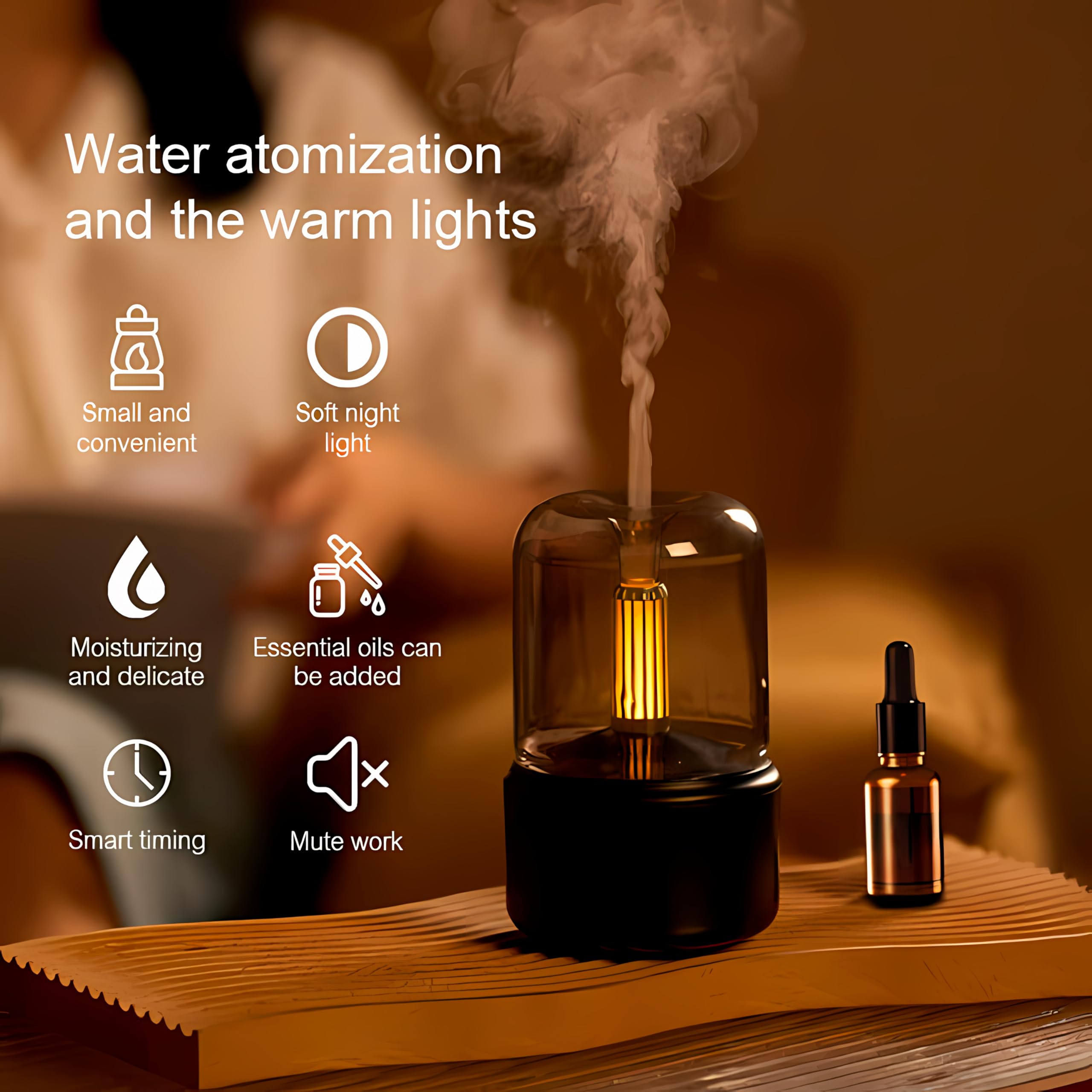 Lampa świecowa ALMA® Dyfuzor i nawilżacz do aromaterapii - Dyfuzor olejków eterycznych 120 ml - Ultradźwiękowy nawilżacz chłodnej mgły