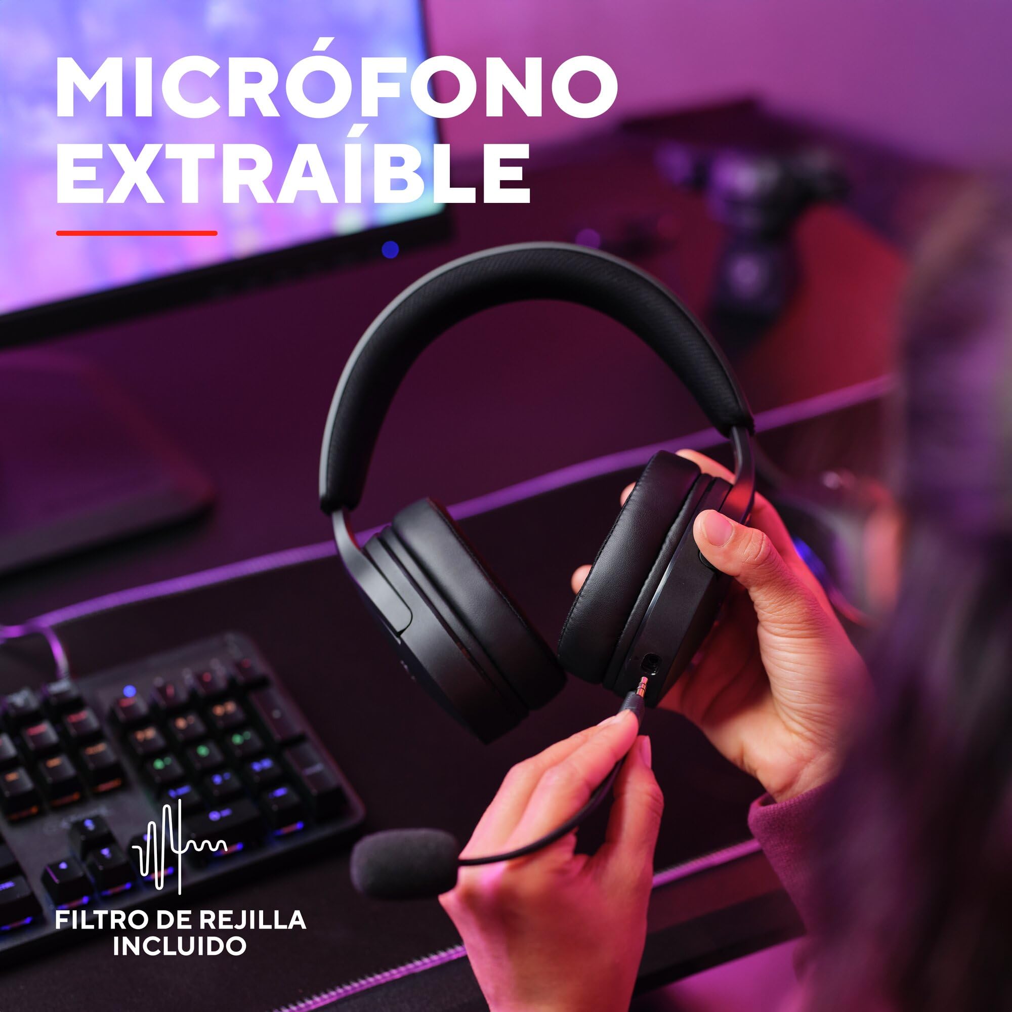 Trust Gaming GXT 489 Fayzo Cascos Gaming para PC, PS5, PS4, Xbox Series X|S, Switch, Mobile, 3.5 mm, 85% Plástico Reciclado, Auriculares Over-Ear Micrófono con Cancelación de Ruido - Negro