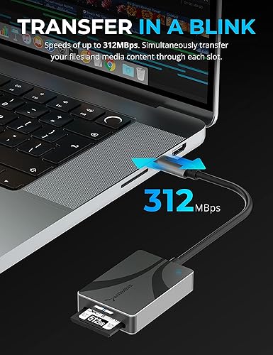Miniatura 3 de SABRENT Lector de tarjetas USB tipo C, SDXC UHS-II de doble ranura y microSDXC SD 4.0 (CR-CSDM)