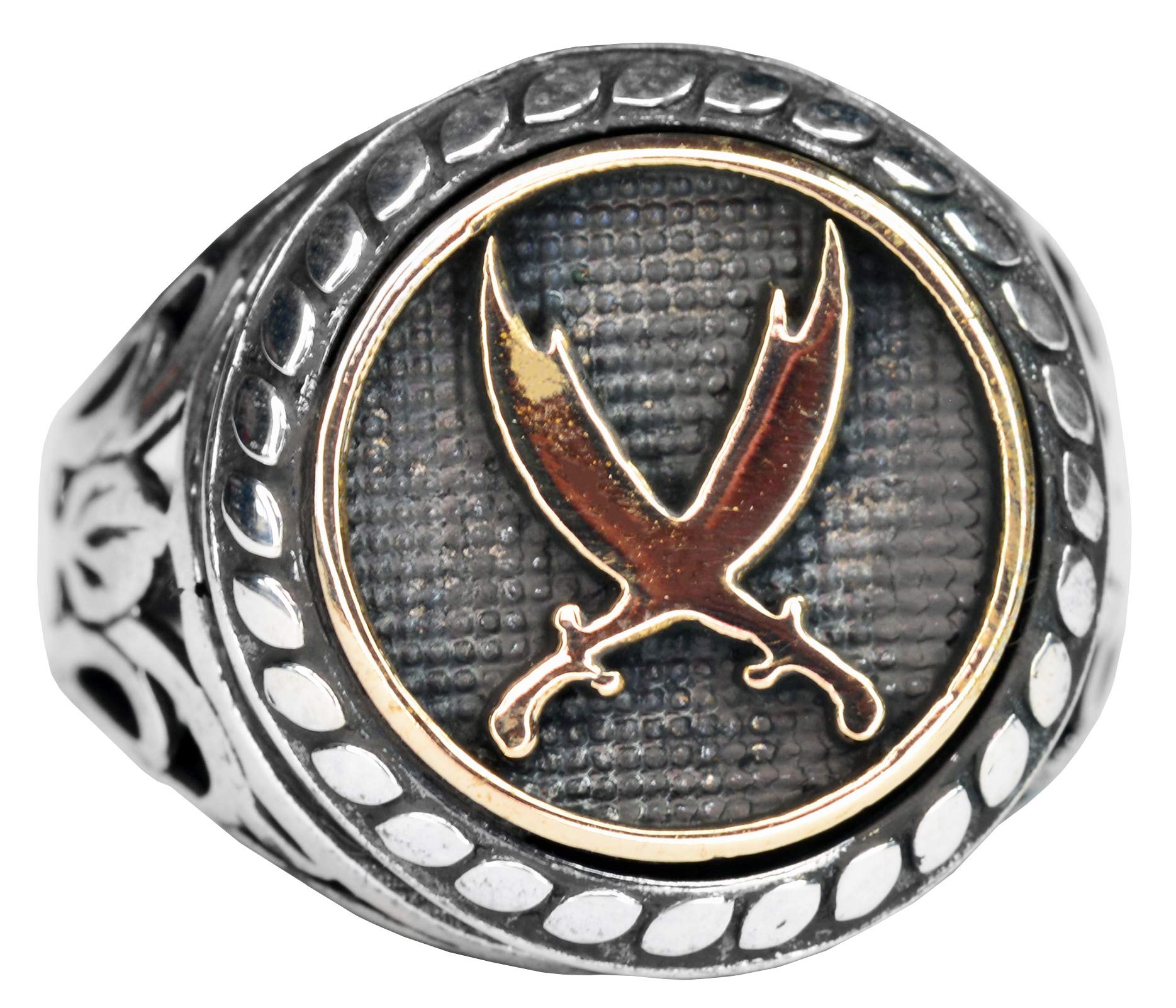 Falcon JewelryHandmade 925K Sterling Silver Byzantine Sword Men's Ring