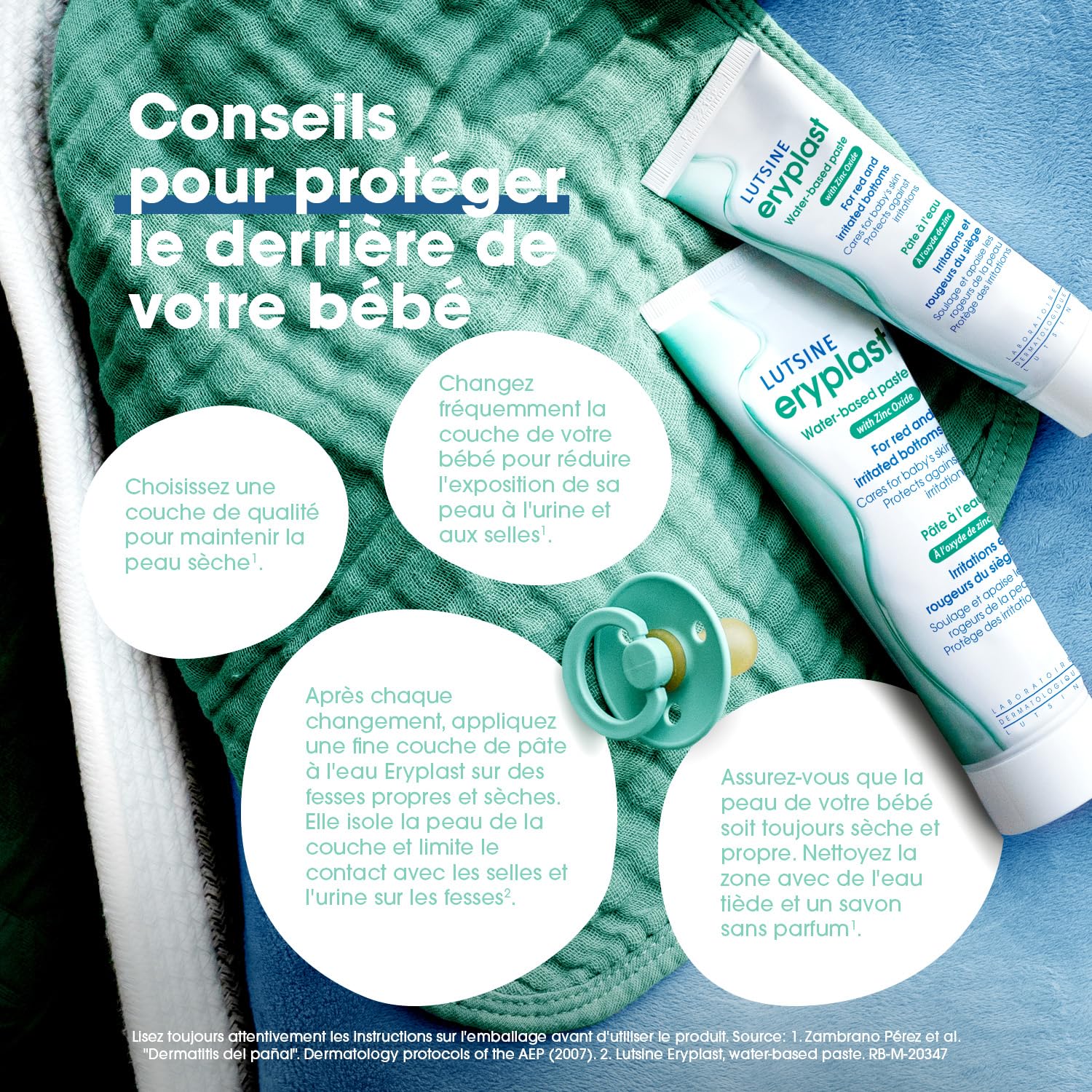 Eryplast Pate a l'eau bebe 75gr - Prévient et traite l'érythème fessier - Creme Change Bebe Soigne, Apaise et Protège les rougeurs du siège - Hypoallergénique, sans parfum. Testé Dermatologiquement