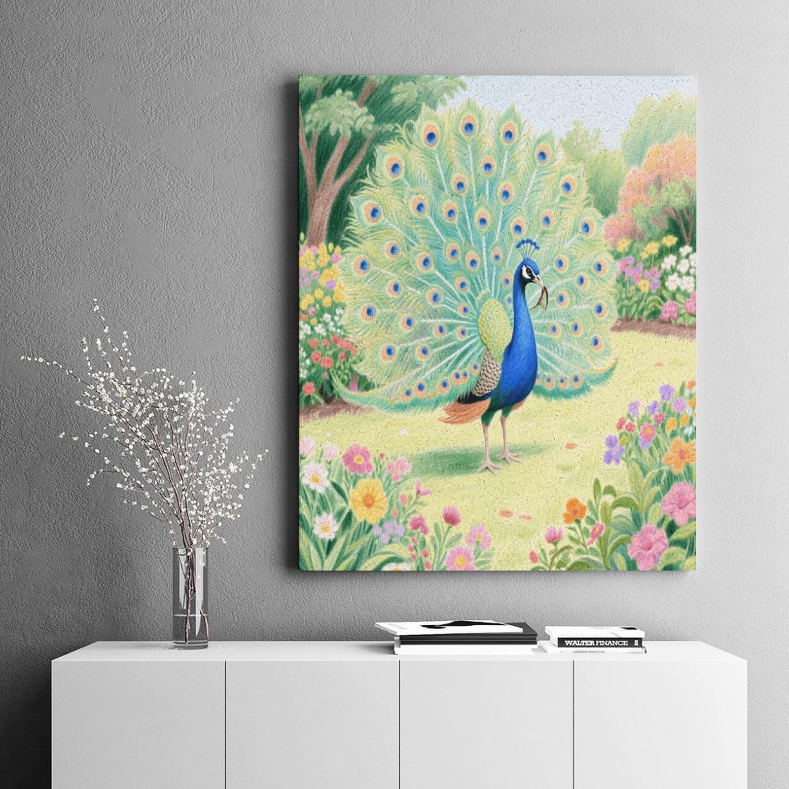 KOAYUBFC Malen-nach-Zahlen-Set mit Pfau mit Federn, für Erwachsene, Anfänger, Erwachsene, Malen-nach-Zahlen-Kits auf Leinwand, DIY-Acryl-Ölfarben, Gemälde mit Pinseln für Geschenk, Heimdekoration