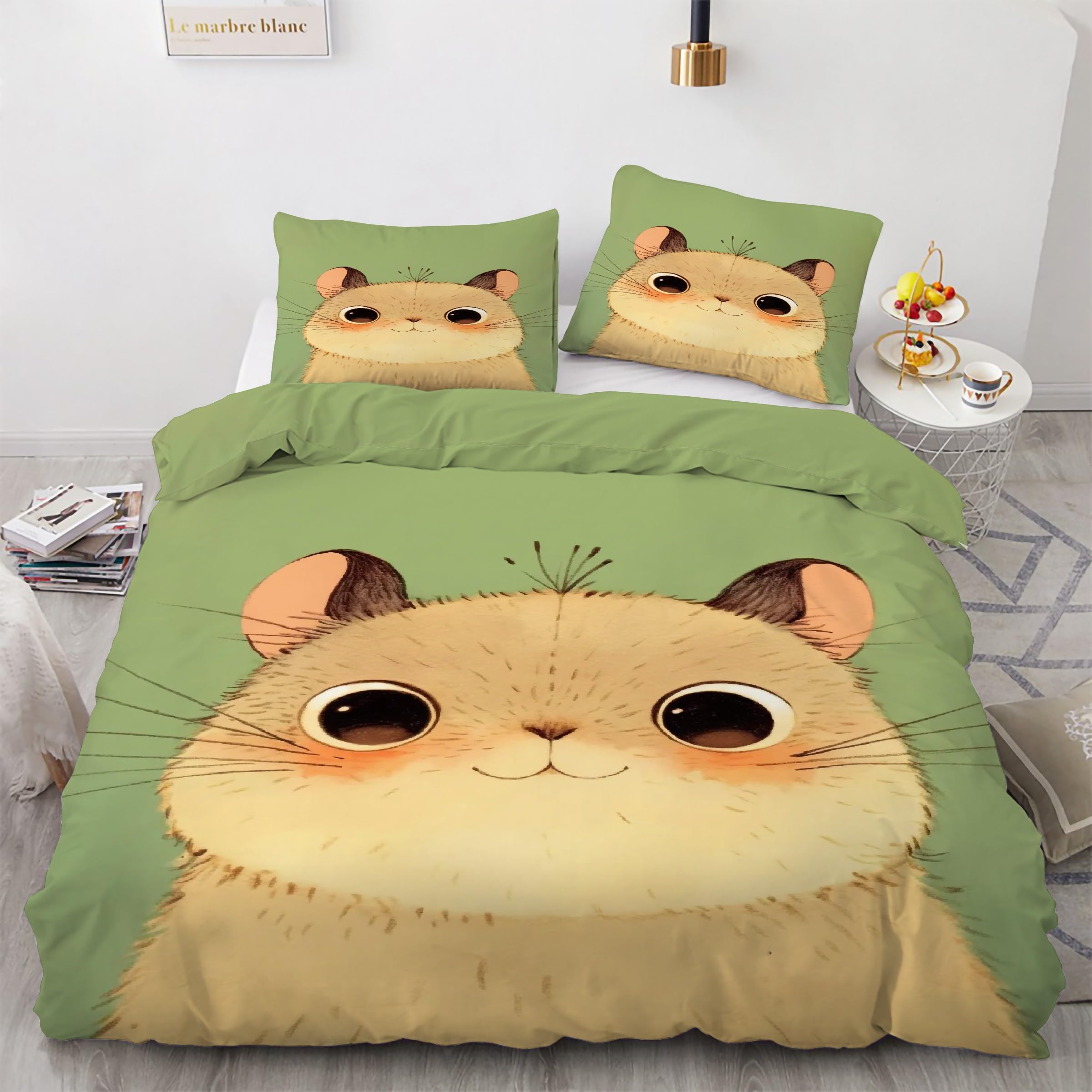 Parure de lit hamster 160x200 cm avec sa housse de couette en microfibre et 2 taies