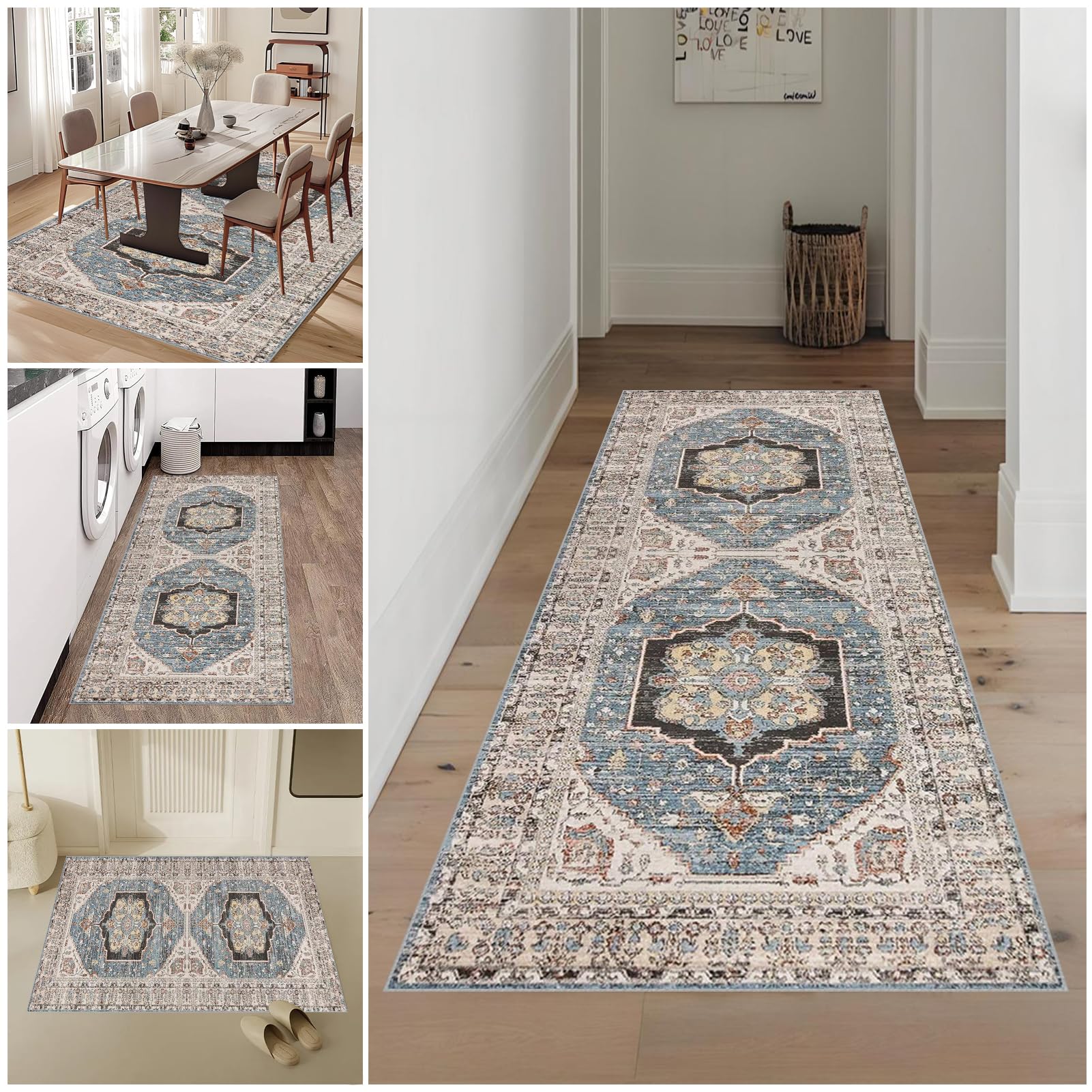Lmyoieqm Carpet Runners for Hallways 50 x 80 cm Non Slip Kitchen Runner Rugs Washable Carpet Floor Mat Entrance Runner for Hallway Entryway Kitchen Absorbent Area Rugs for Kitchen Laundry Room