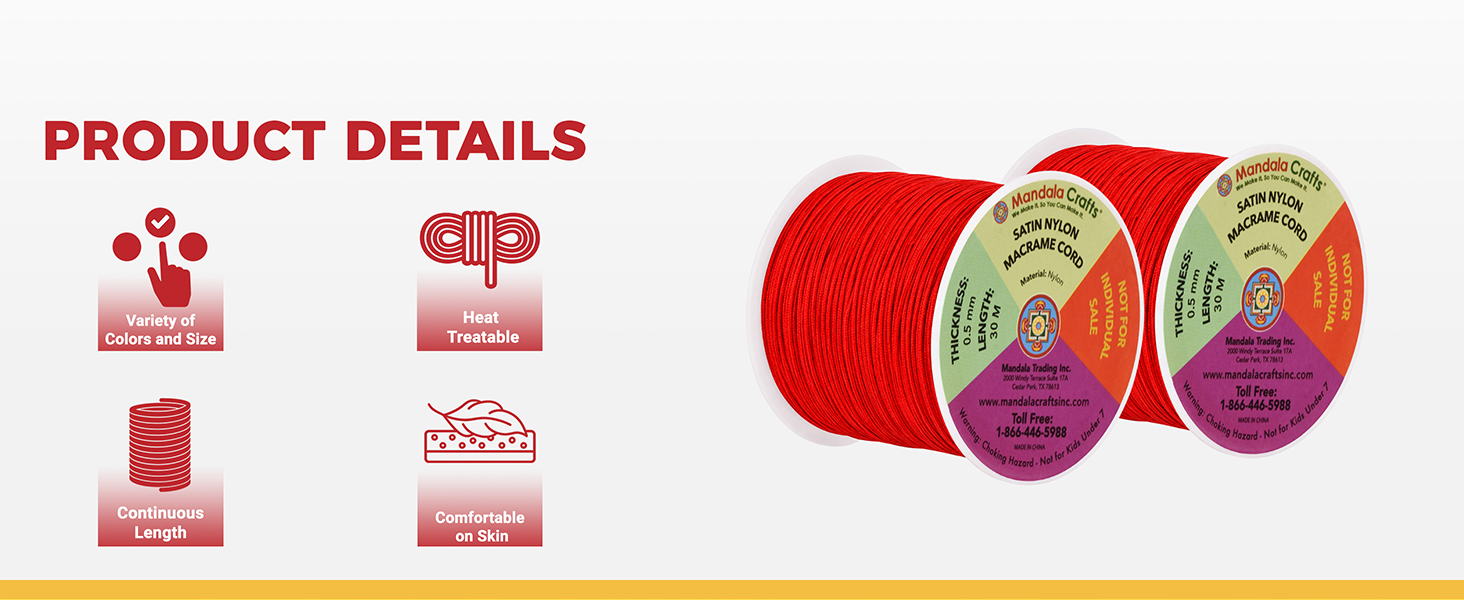 Amazon.com: Mandala Crafts Nylon Satin Cord for Jewelry Making