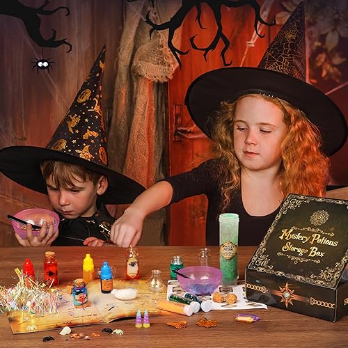Miniatura 5 de Alritz Kit de pociones misteriosas para niños, 20 botellas de poción de bruja de mezcla mágica, decoraciones para el día de la madre, mesa de