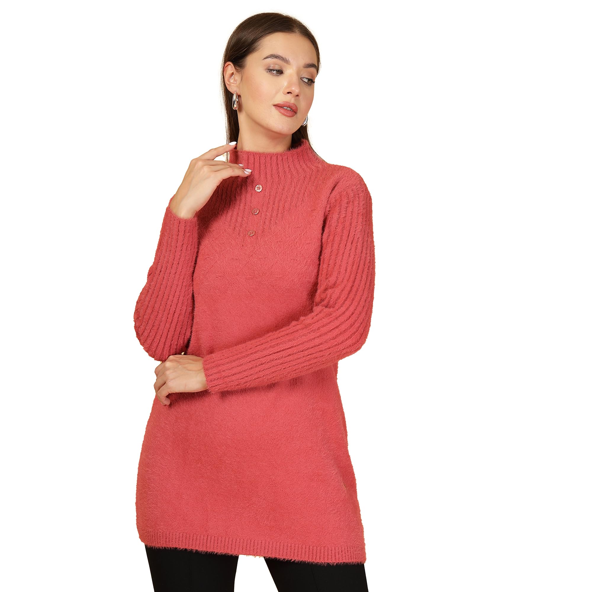 thirty threads Women Self Design Longline Pullover Rust_T5W 25505-picture-36