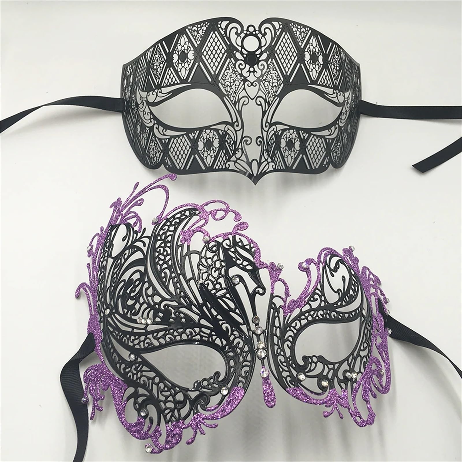 Masque De Mascarade 2 pièces en métal filigrane Couple masque de fête vénitien bal mariage mascarade Costume Masker ensemble