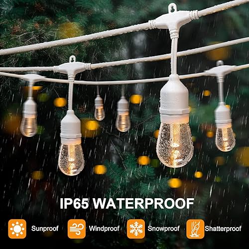 Miniatura 3 de Mlambert Tira de luces solares regulables de 3 colores en 1 para exteriores, tira de luces de patio de 48 pies con control remoto y 15+3 bombillas