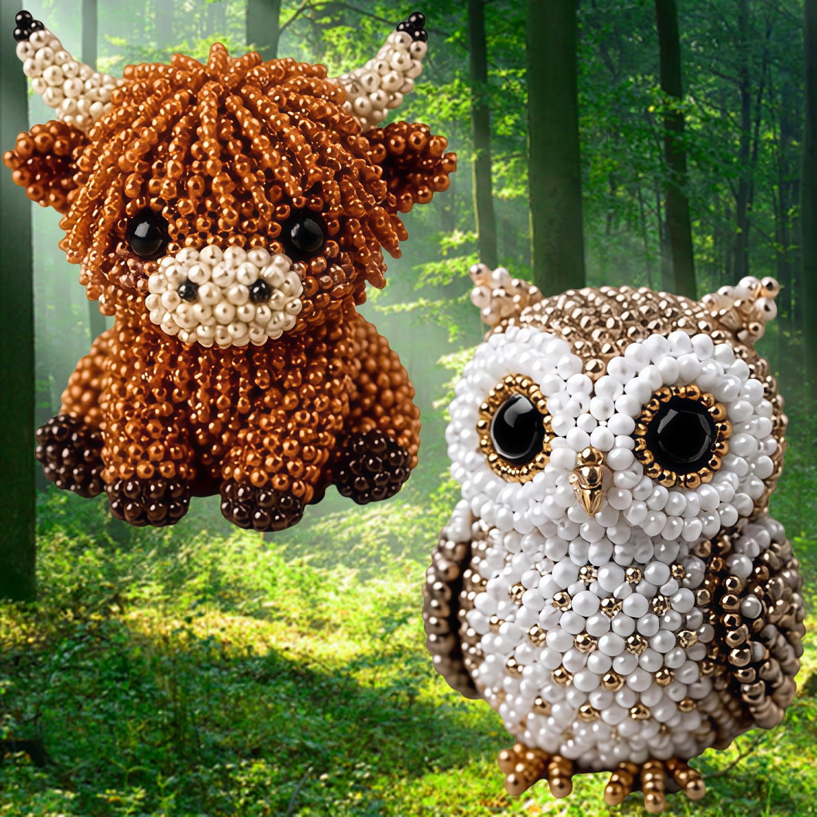 Set de Animales con Abalorios, Nuevo Kit DIY de Animales con Cuentas 14D, Lindos y pequeños Kits Abalorios Coloridas e Instrucciones(2pcs b)