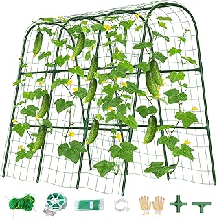 Cucumber Trellis for Raised Bed, U-Shape Garden Trellis for Climbing Plants Outdoor, Metal Arch Vegetables Trellis, Plant Support for Grape Vine Beans Squash Peas Flower