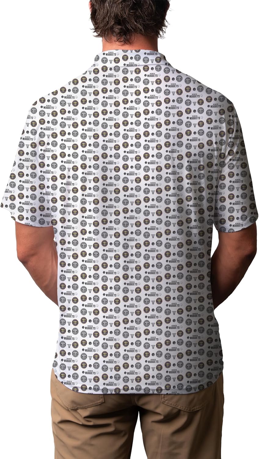 Blue 84 NBA Mens NBA Officially Licensed Short Sleeve Performance Polo All Over Print White - Image 2