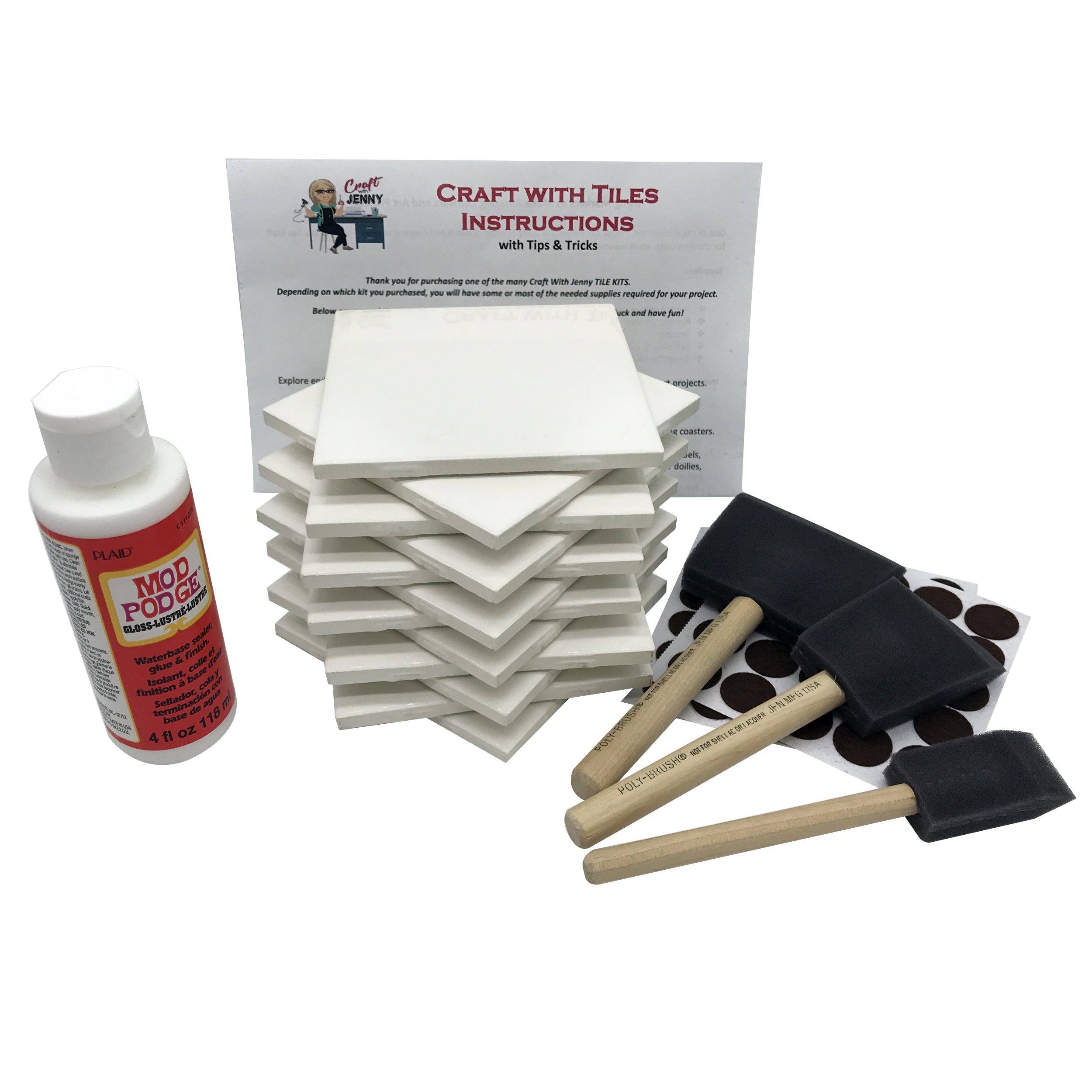Buy Coaster Tile Craft Kit, Premium Bundle Set Includes 12 Glossy