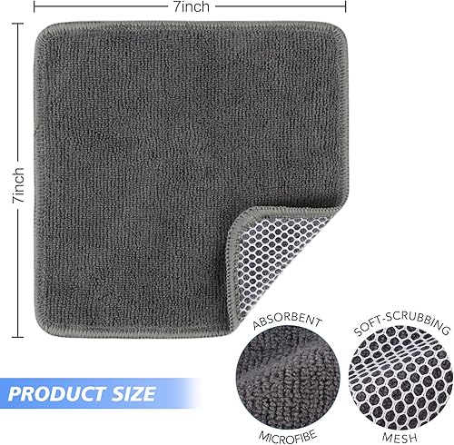 Miniatura 6 de KinHwa Paños de cocina para platos, paños de microfibra absorbentes de secado rápido, trapos de cocina con lado de limpieza de poliéster, ideal para
