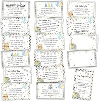 Vista 8 de Tarjetas de pistas de búsqueda del tesoro de cumpleaños, juego de caza del tesoro vintage, juego de 19 tarjetas y 18 sobres, juego de celebración