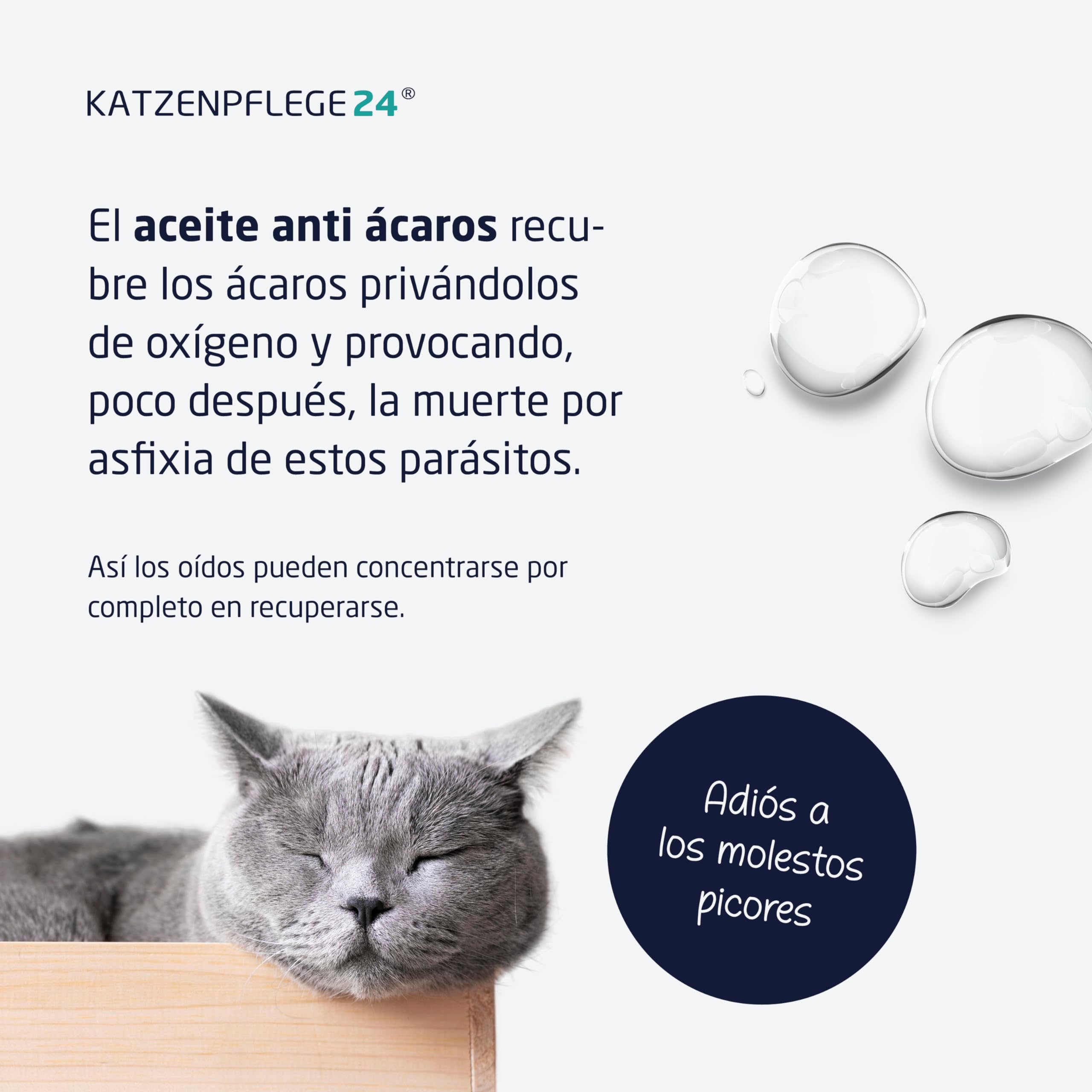 Aceite antiácaros Gatos y Perros 50ml - Efecto inmediato 100% Natural contra ácaros, Otitis, infecciones de oído, inflamación y escozor - Gotas infeccion oidos Perros y Gatos
