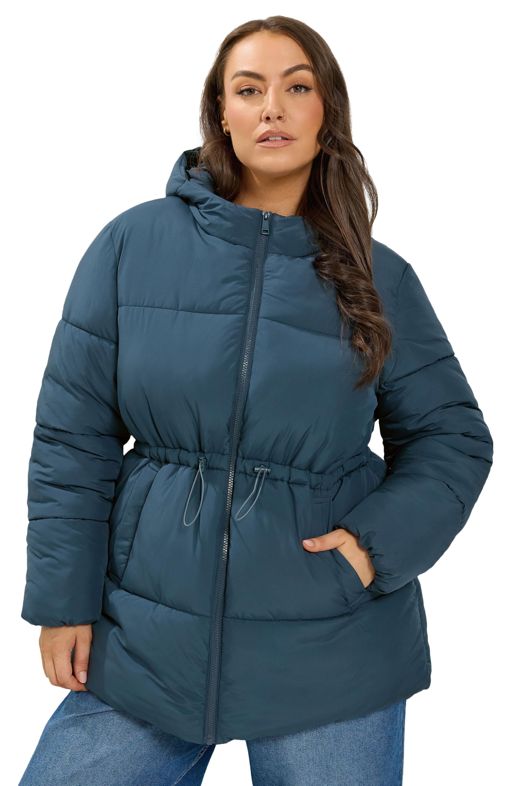 Yours Curve Blue Short Padded Jacket - Women's - Plus Size Curve
