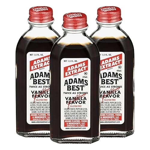 Adams Best Extract, sabor vainilla, sin gluten, botella de vidrio de 1.5 onzas líquidas (paquete de 3)