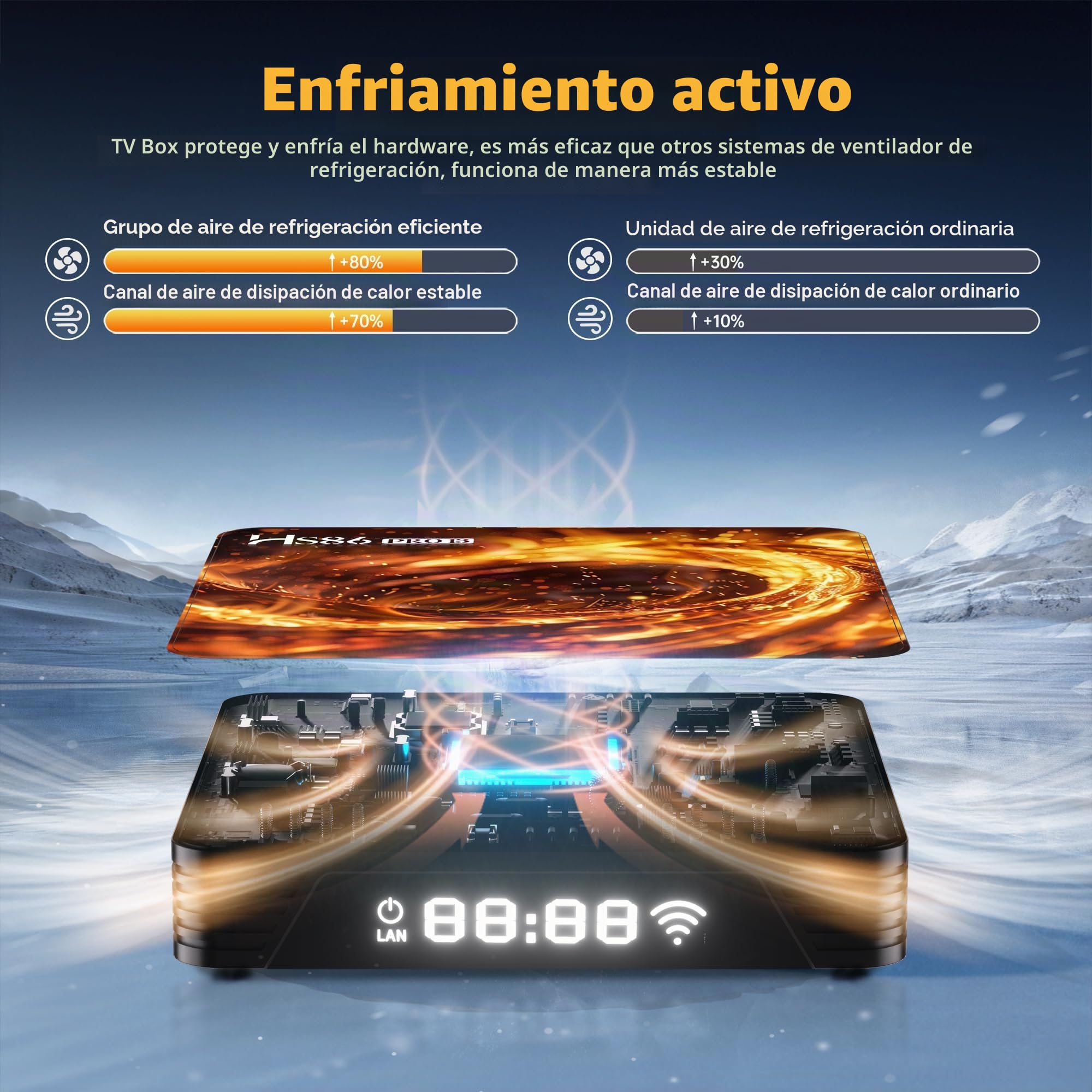 Android 14.0 TV Box 4K@60FPS Android Box 4G RAM 64G ROM RK3528 Smart TV Box 8K HD Streaming Media Player Resolución UHD 2.4GHz 5.0GHz Dual WiFi6 HDR10 BT5 10/100M LAN Enternet Bluetooth Control remoto