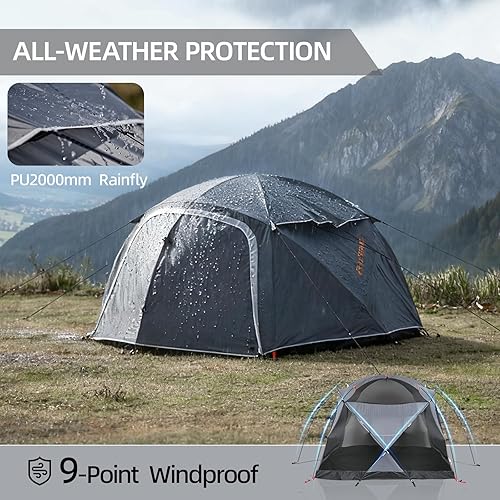 Miniatura 4 de EchoSmile Tiendas de campaña para camping, tienda impermeable a prueba de viento con múltiples postes, tienda de campaña de cúpula amplia para 3-5