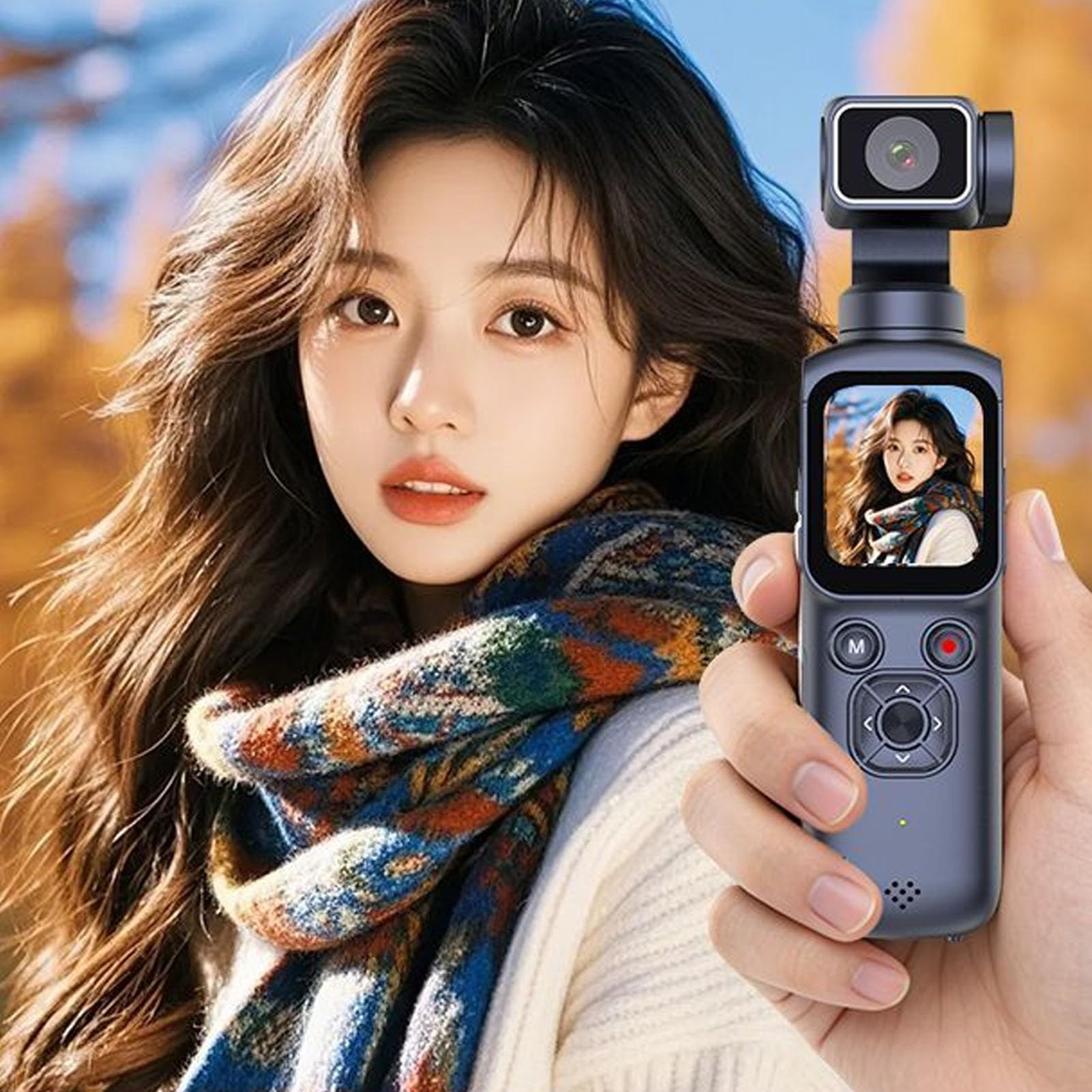 Cámara de Video Portátil WiFi, Cámara de Vlogging de Mano, Grabadora 4K, Ideal para Viajes Al Aire Libre.