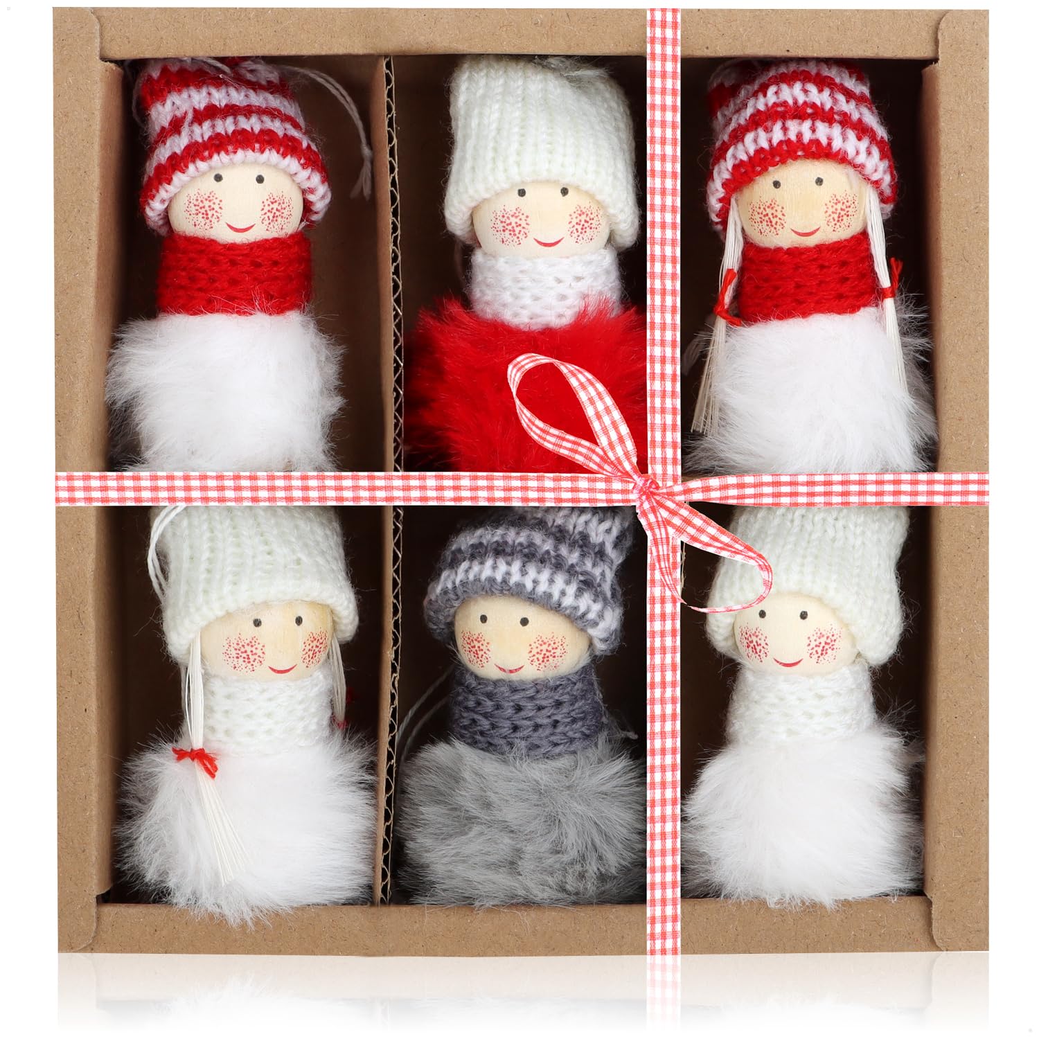 COM-FOUR® 6x Premium Christmas tree pendants angels - Christmas tree decorations - Swedish-Scandinavian decorative trolls, angels, fairies, Santa Clauses as Christmas tree decorations or gift tags