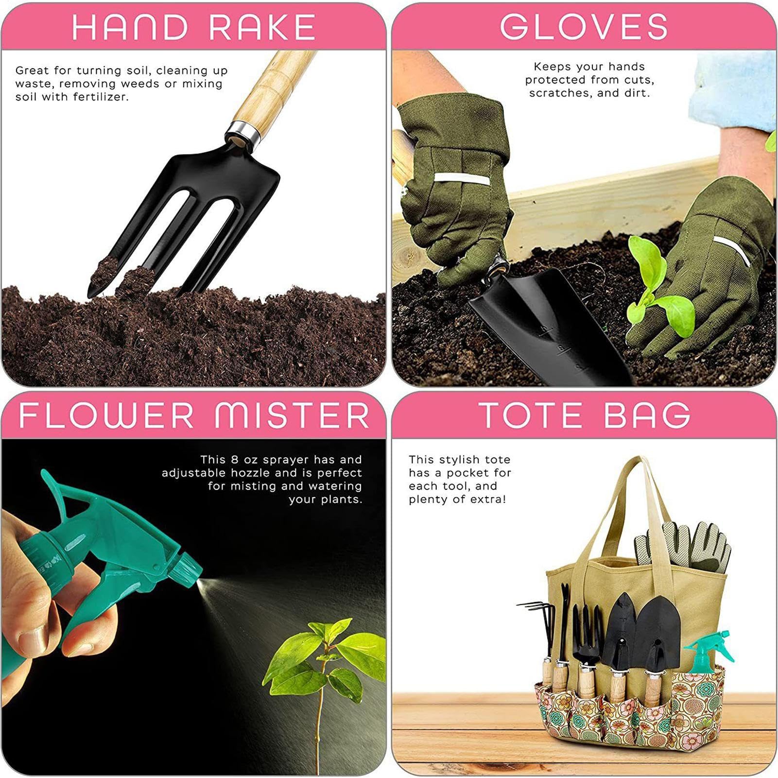 Set di Attrezzi da Giardinaggio Attrezzature Da Piantumazione All'Aperto | Utensili Manuali Per Giardinaggio Per Principianti, Mamma, Papà, Nonno, Nonna, Uomini, Donne, Famiglia, , Appassionati