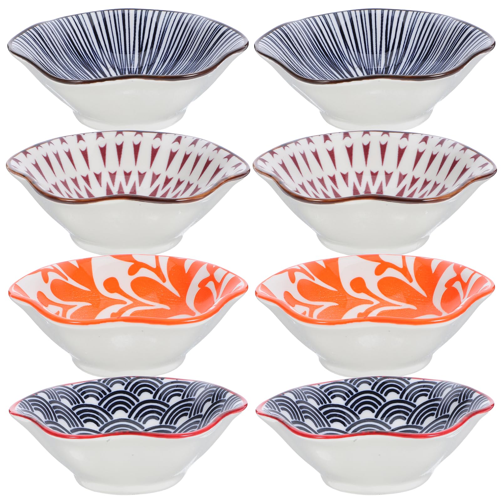 Bols à sauce céramique et coupelles à condiments : mini assiettes à apéritif 8pcs