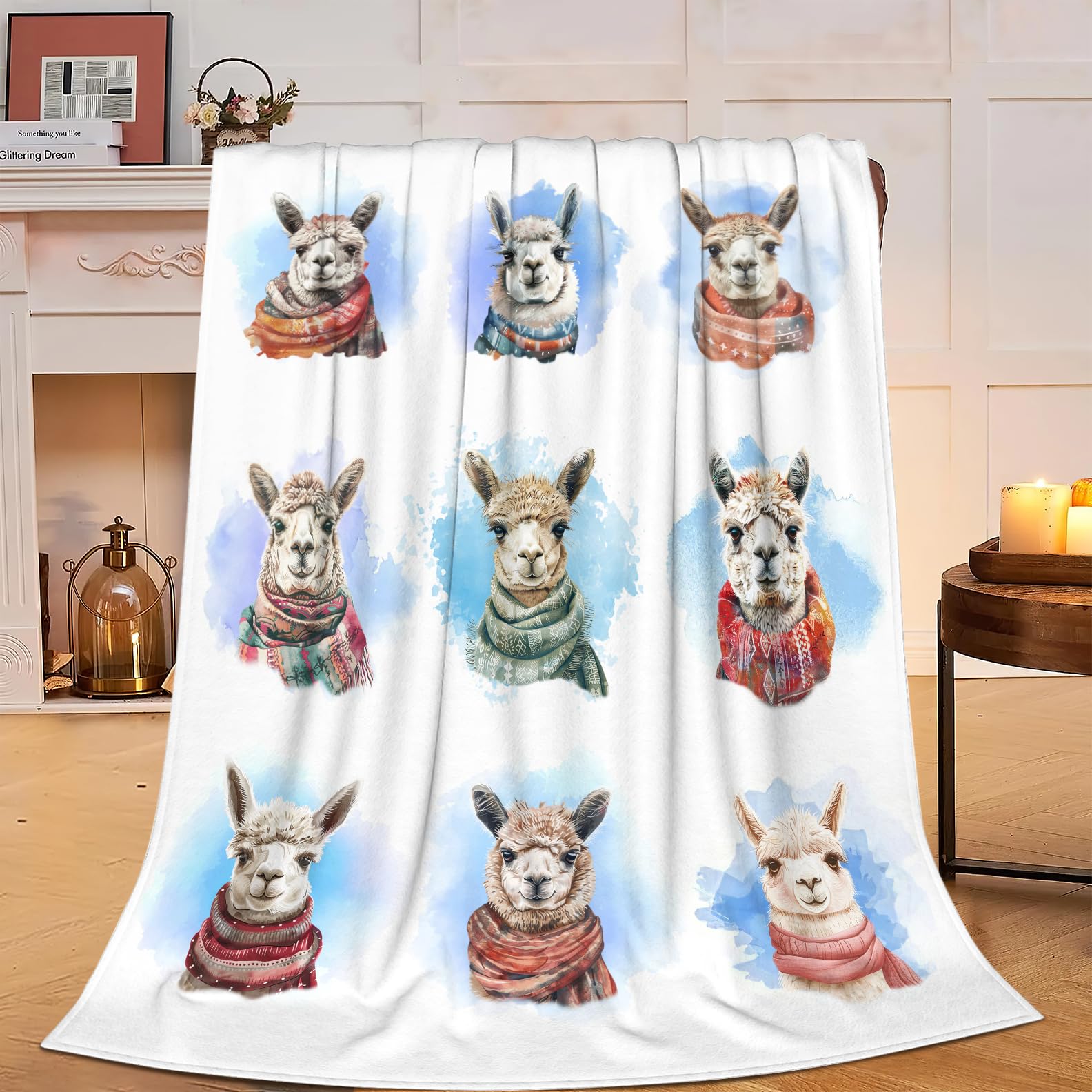 Llama Blanket Alpaca Fleece Throw Blanket Super Soft Warm Cozy Fuzzy Plush Llama Blanket Gifts for Girls Boys Kids Room Decor 40